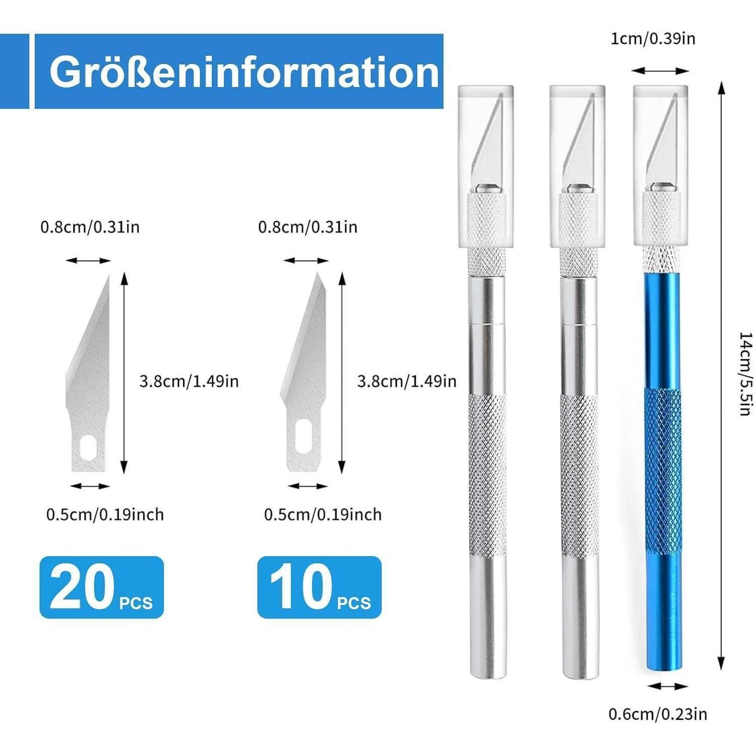 LuxusKollektion Cuttermesser Skalpell 2 Stück 20 Ersatzklingen Bastelmesser Cuttermesser C