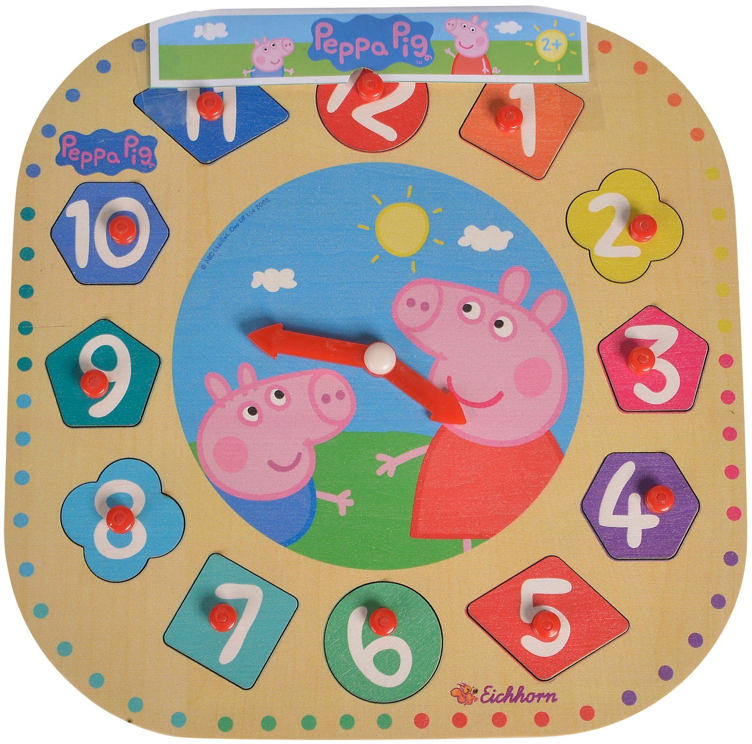 Eichhorn Steckspielzeug Kleinkindwelt Peppa Pig Lernuhr Puzzle mit 12 Steckteilen 109265704