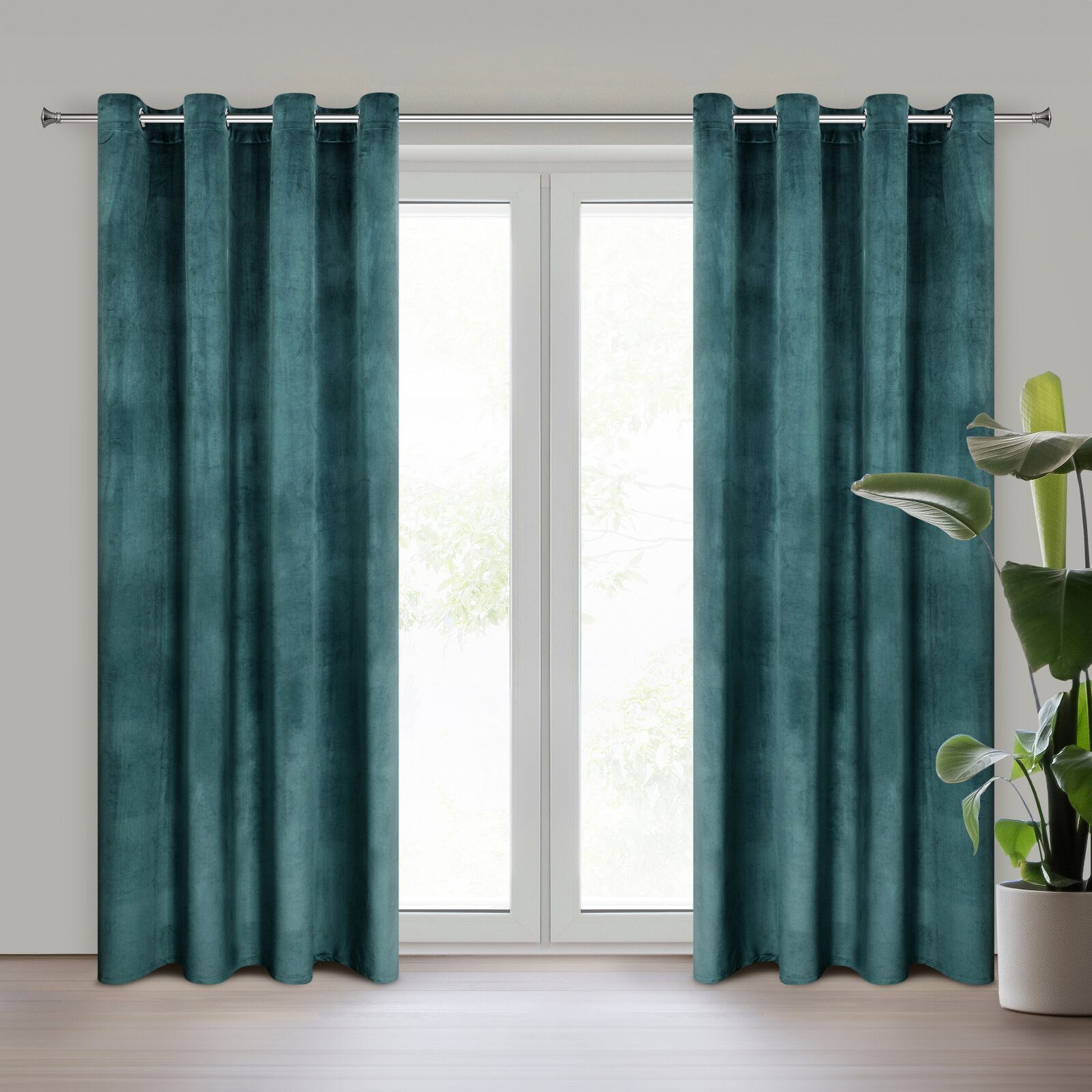 Eurofirany Vorhang VELVET (2 St), Ösen, blickdicht, Samt, 2er-Set Ösenschals aus Velvet, mit mittlerem Verdunkelungsgrad