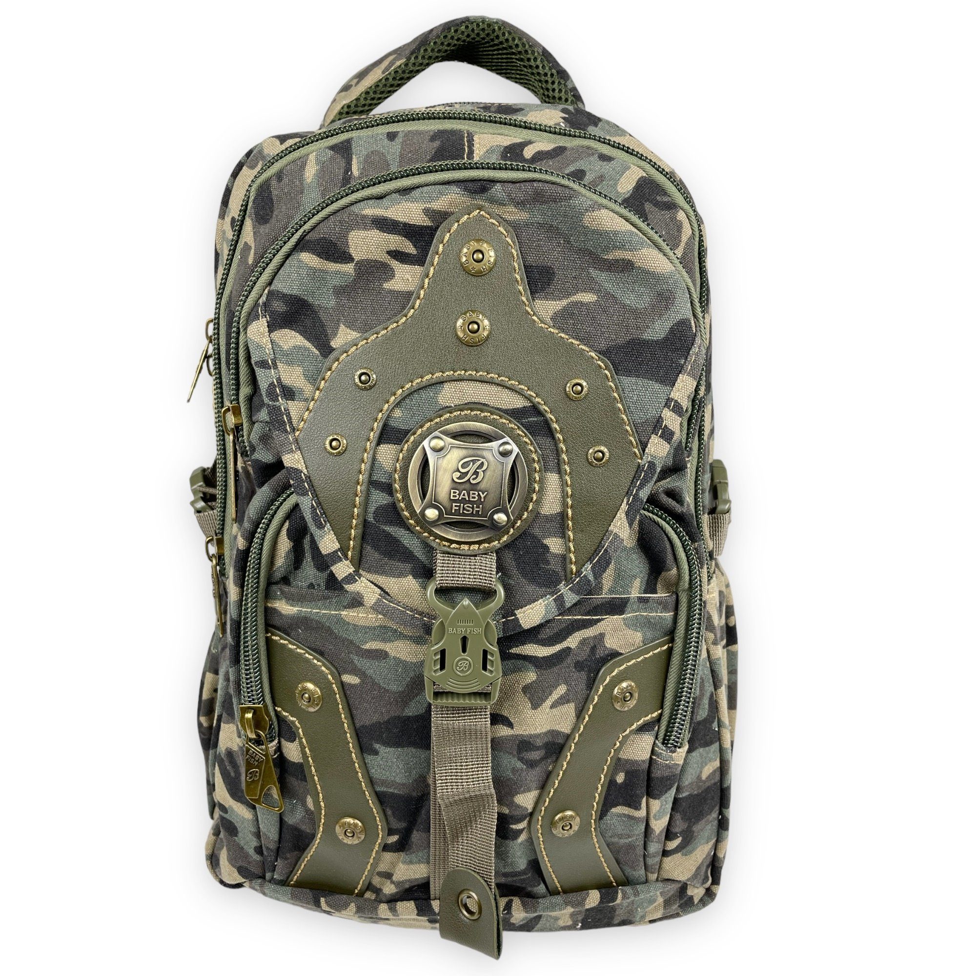 Taschen4life Freizeitrucksack Laptopfach, camouflage robuster Rucksack & BA01, Canvas, uni Babyfish Stoffrucksack