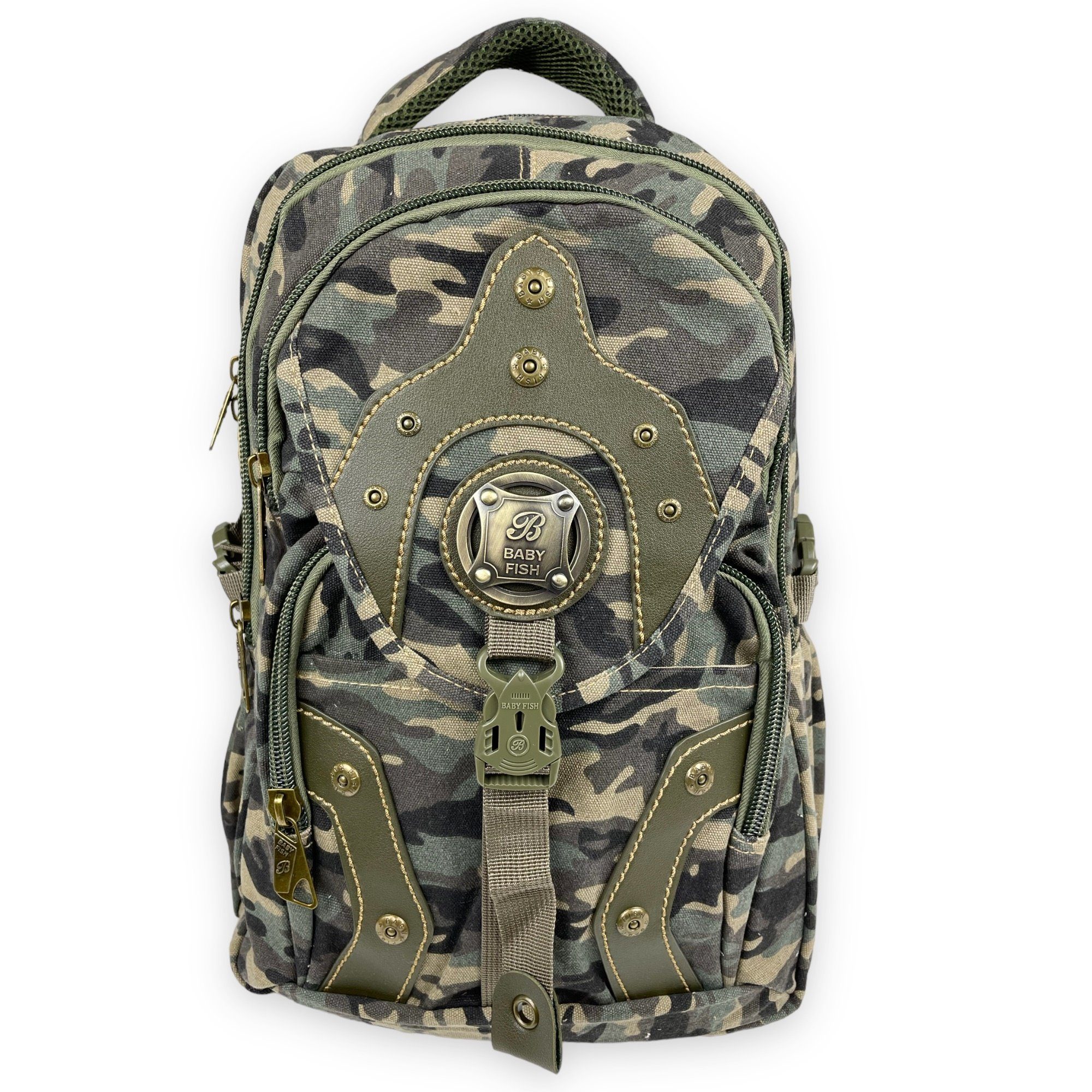 Canvas, Babyfish uni Rucksack camouflage Stoffrucksack, BA01, & Laptopfach, Freizeitrucksack Taschen4life robuster