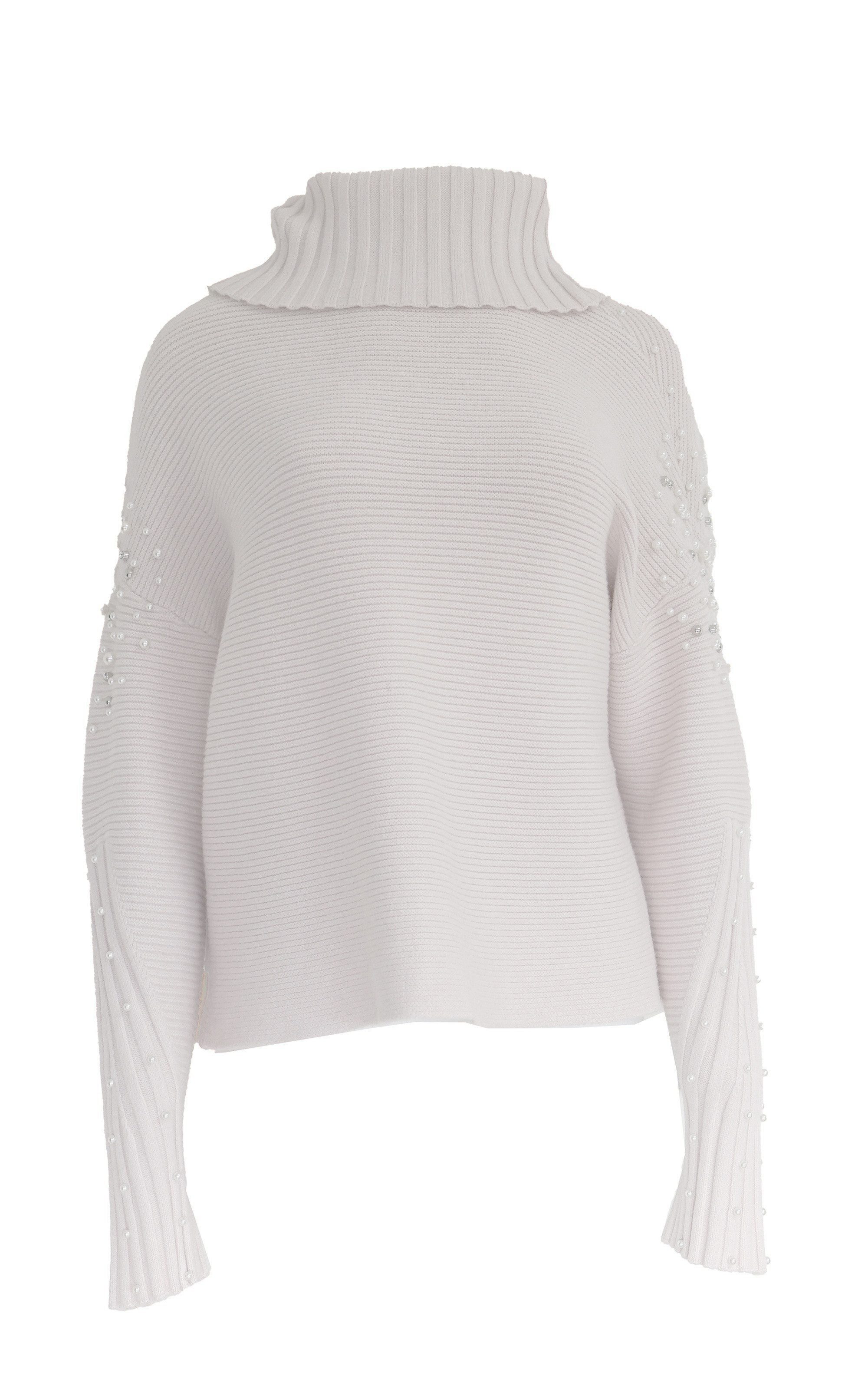 Passioni Rollkragenpullover in Rippenstrick und Perlenverzierung günstig online kaufen