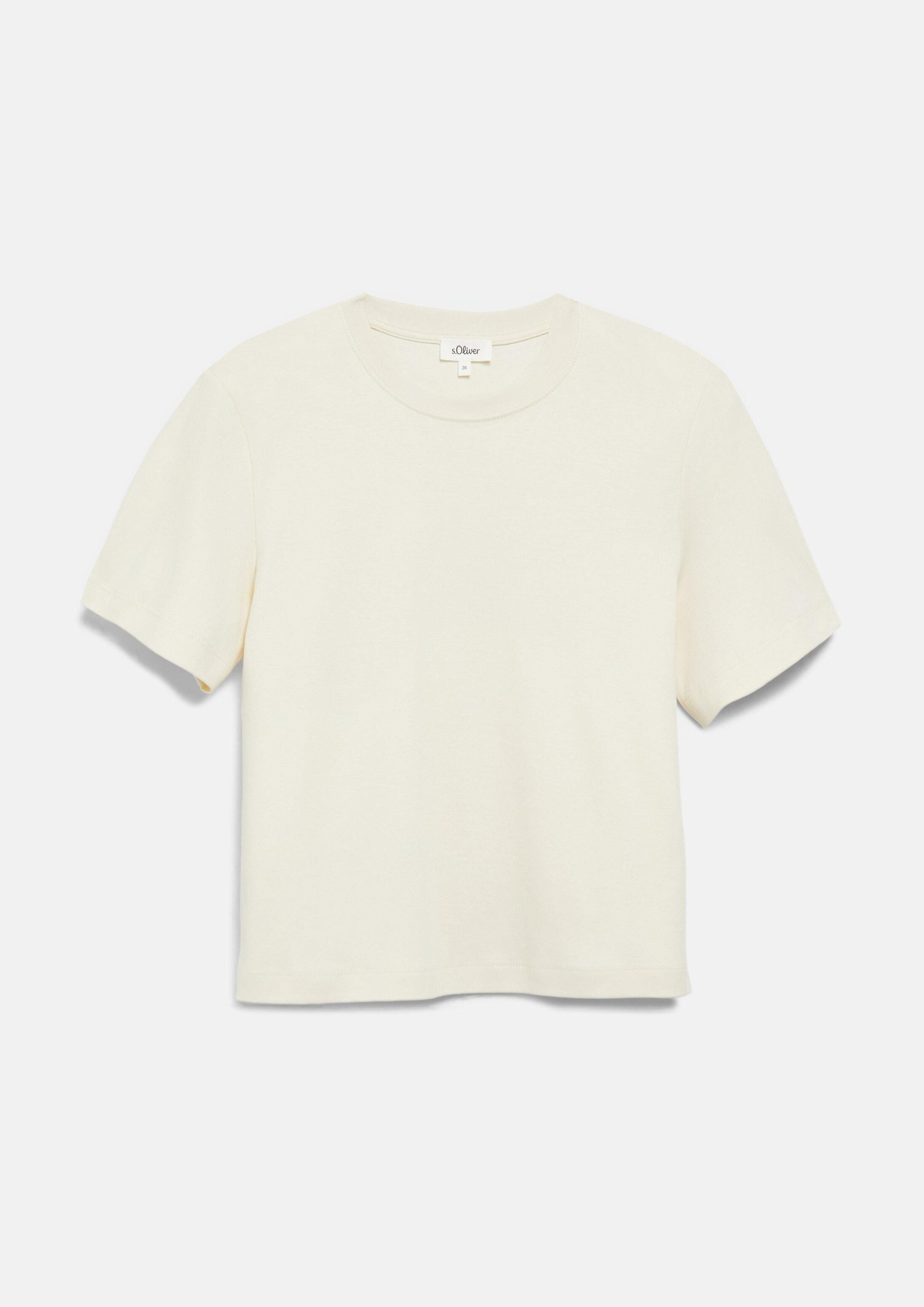 s.Oliver Kurzarmshirt T-Shirt Verkürztes T-Shirt aus Interlockjersey
