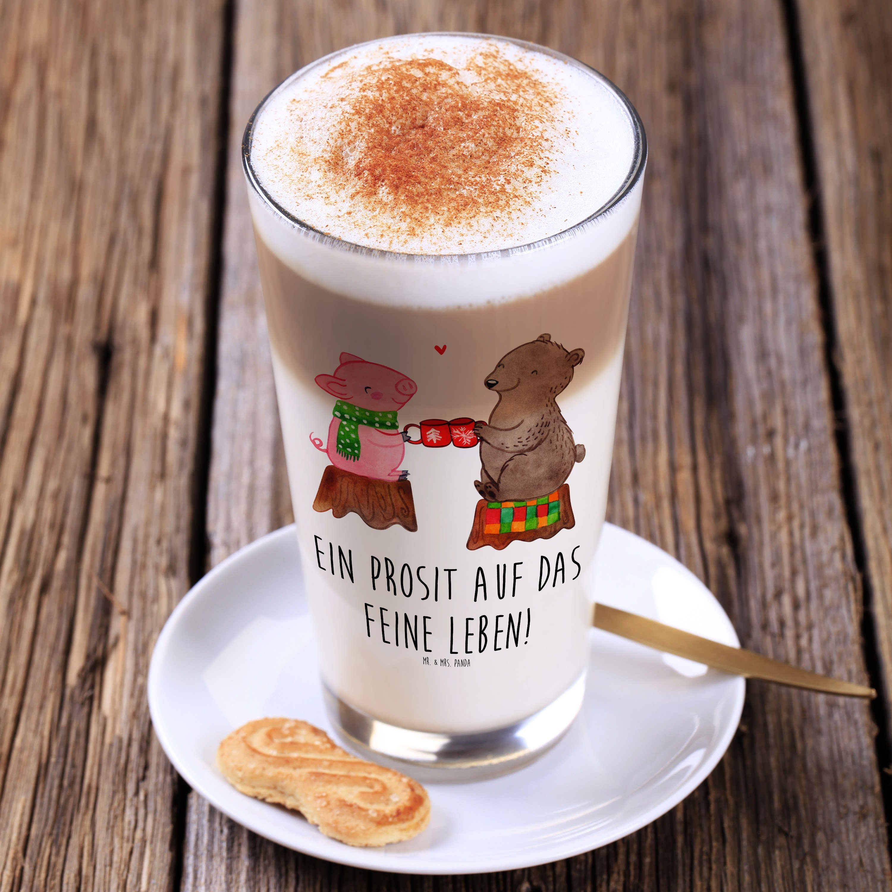 Mac, Geschenk, Mr. Premium Glas & Weihnachtsdeko, - Mrs. Panda Sause Latte Transparent Glühschwein Glas -
