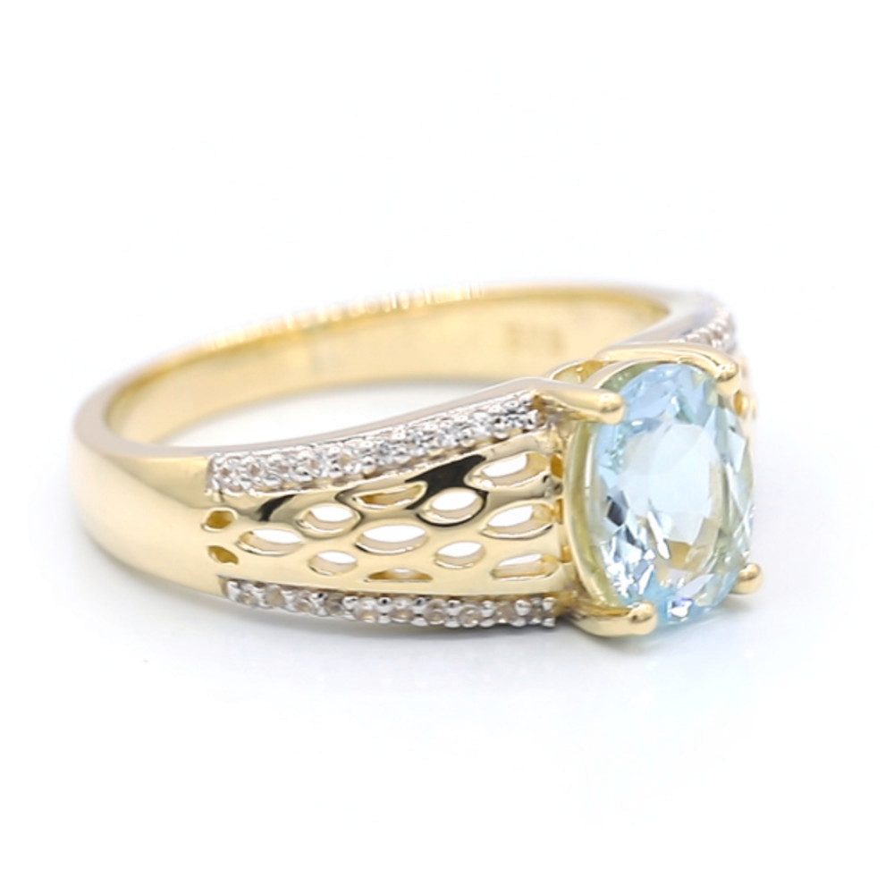 Cavill Goldring Cavill Ring 9 Karat Gelbgold mit 0,89 ct Aquamarin & Zirkon (1-tlg)