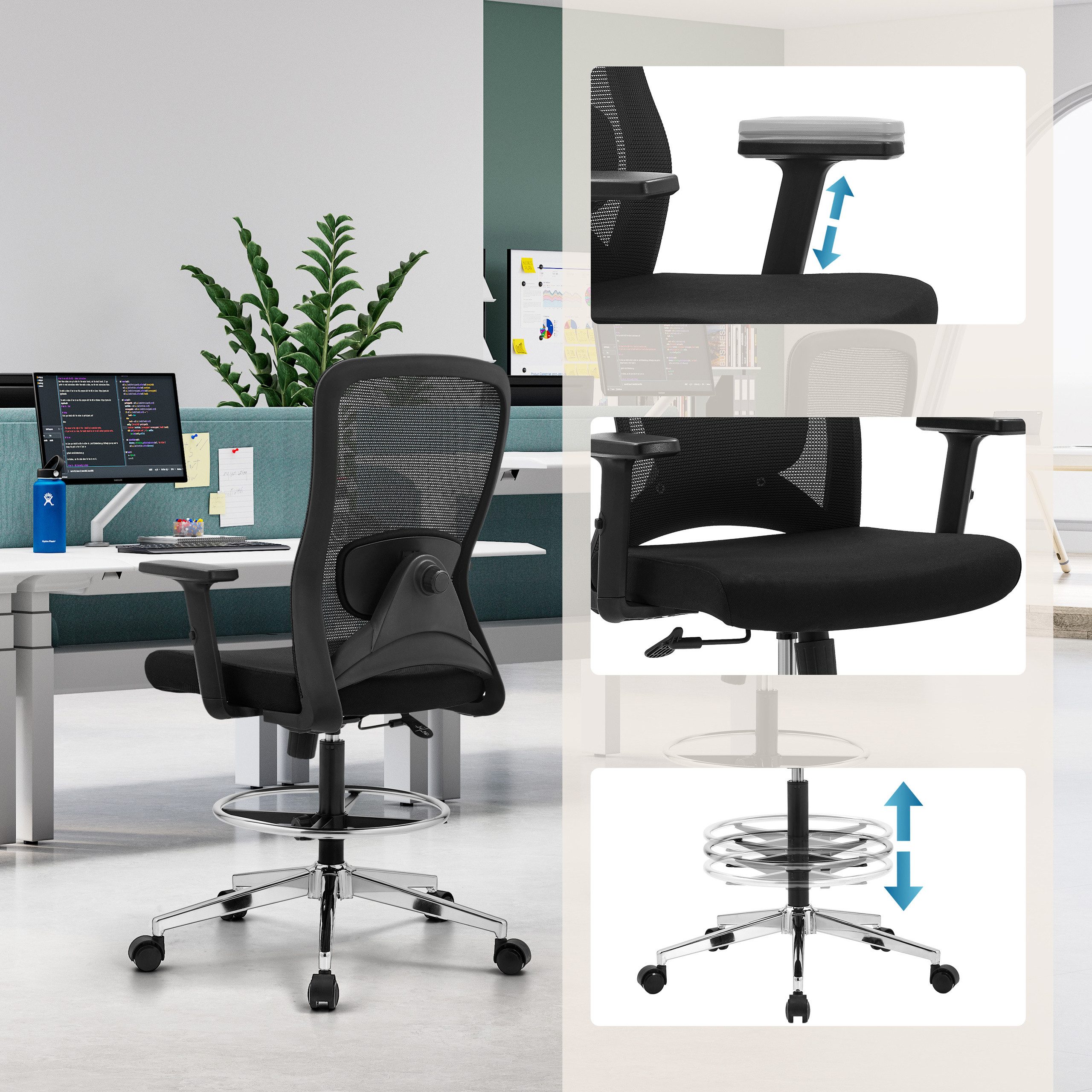 hjh OFFICE Drehstuhl Arbeitsstuhl Top Work 44 Stoff / Netzstoff (1 St), Bürostuhl Drehstuhl