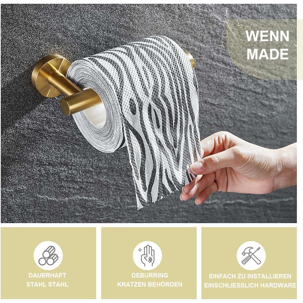 TUABUR Deko-Wandregal Einfacher Toilettenpapierhalter, Edelstahl, Gold Wandmontage