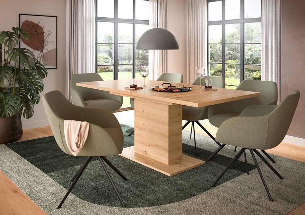 xonox.home Esstisch Esstisch Motion ausziehbar Säulengestell Eiche Artisan 150(190)x90, Küchentisch, Eiche Artisan