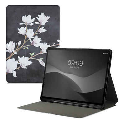 kwmobile Tablet-Hülle, Hülle für Samsung Galaxy Tab S7 Plus / Tab S7 FE - Slim Tablet Cover Case Schutzhülle mit Ständer - Magnolien Design