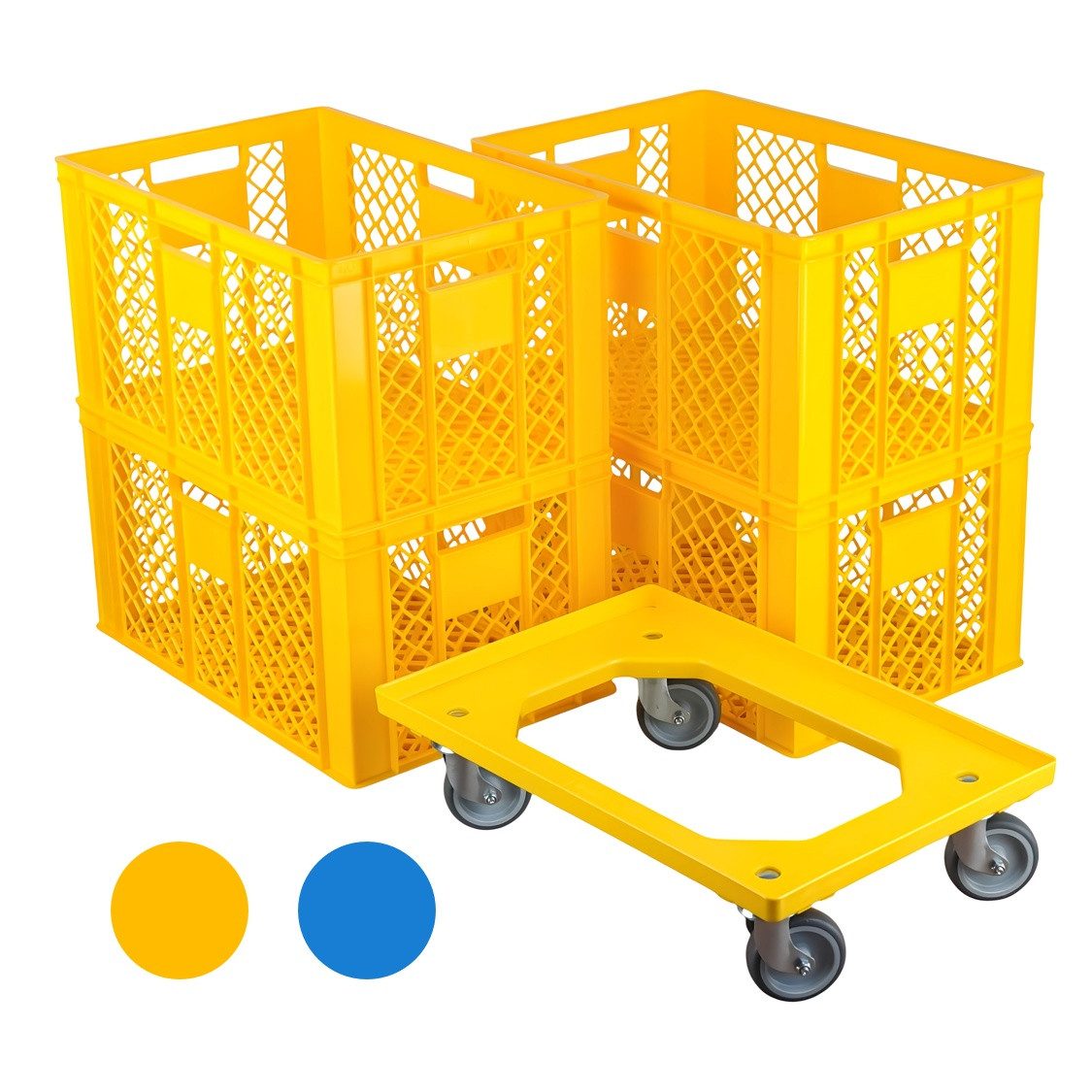 Logiplast Stapelbox Stapelbox 4 Bäckerkisten 600 x 400 x 320 mm und 1 Transportroller