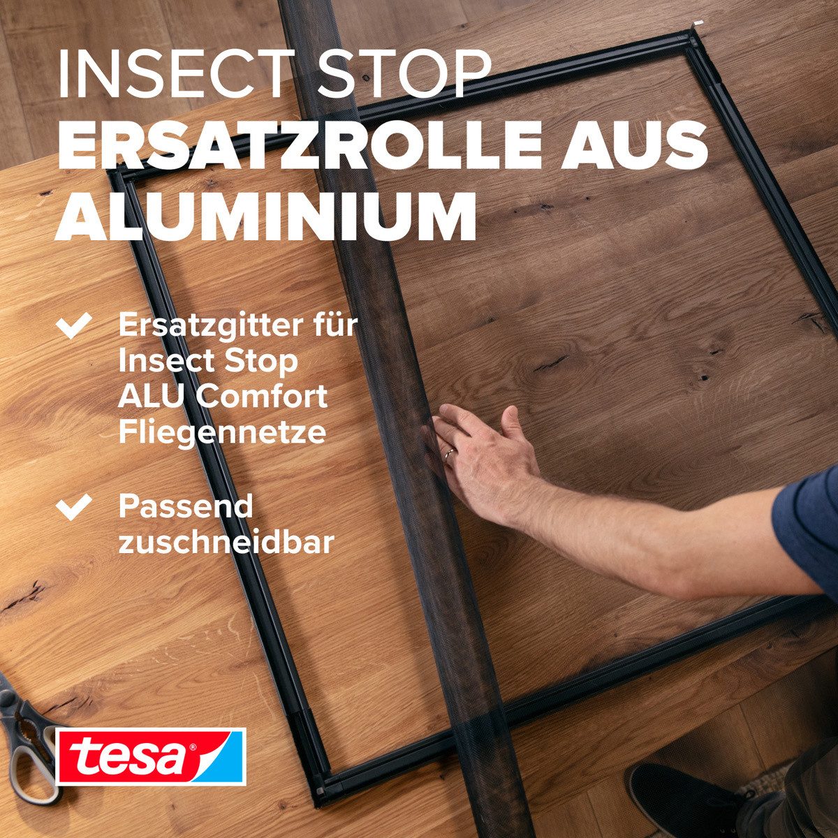 Thumbnail - tesa Fliegengitter-Gewebe Insect Stop Alu-Gitter Ersatzrolle für Fliegengitter - 1.2 m x 2.5 m, (Packung, 1-St., Nachfül...