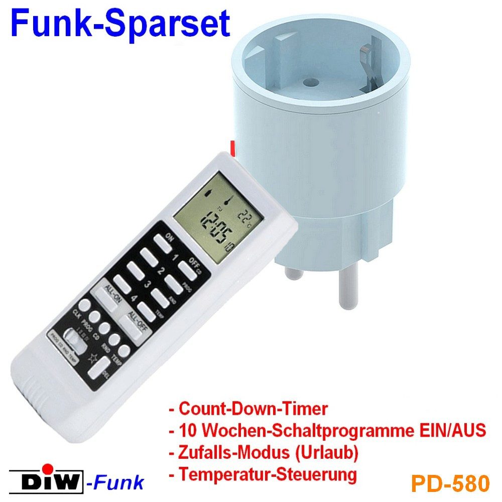 Thumbnail - DIW-Funk Licht-Funksteuerung Funk-Set mit Fernbedienung DTZ-505 + Auswahl Stecker DIR-2300, 1-tlg.
