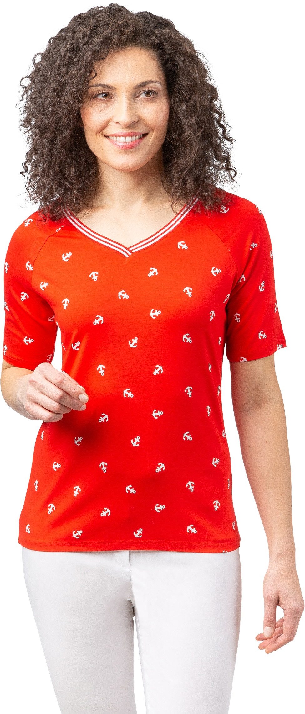 V-Shirt 184-1206, mit V-Ausschnitt und Ankern