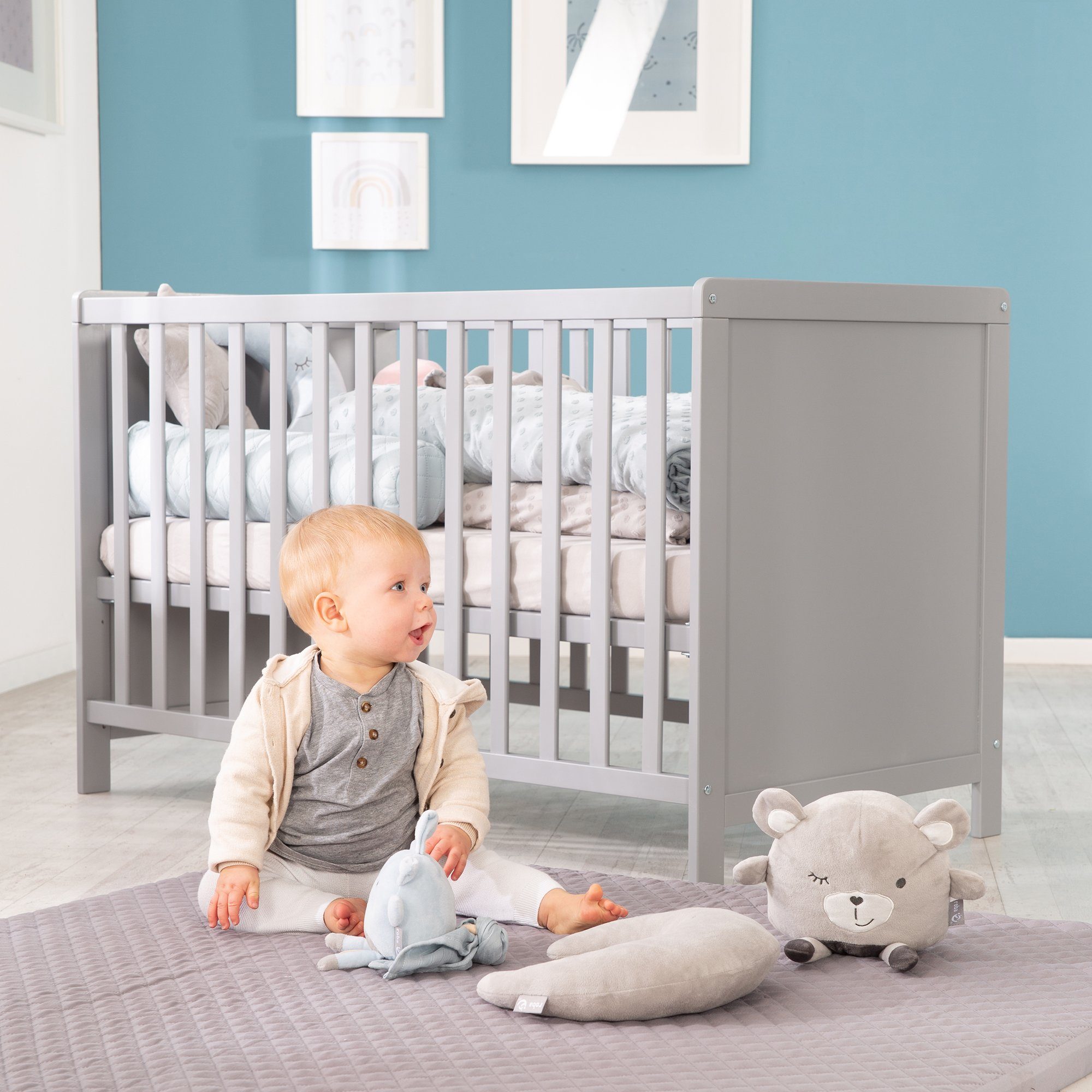 roba® Babymöbel-Set Hamburg 2-teilig, (2-tlg), Beistellbett & schmale Wickelkommode