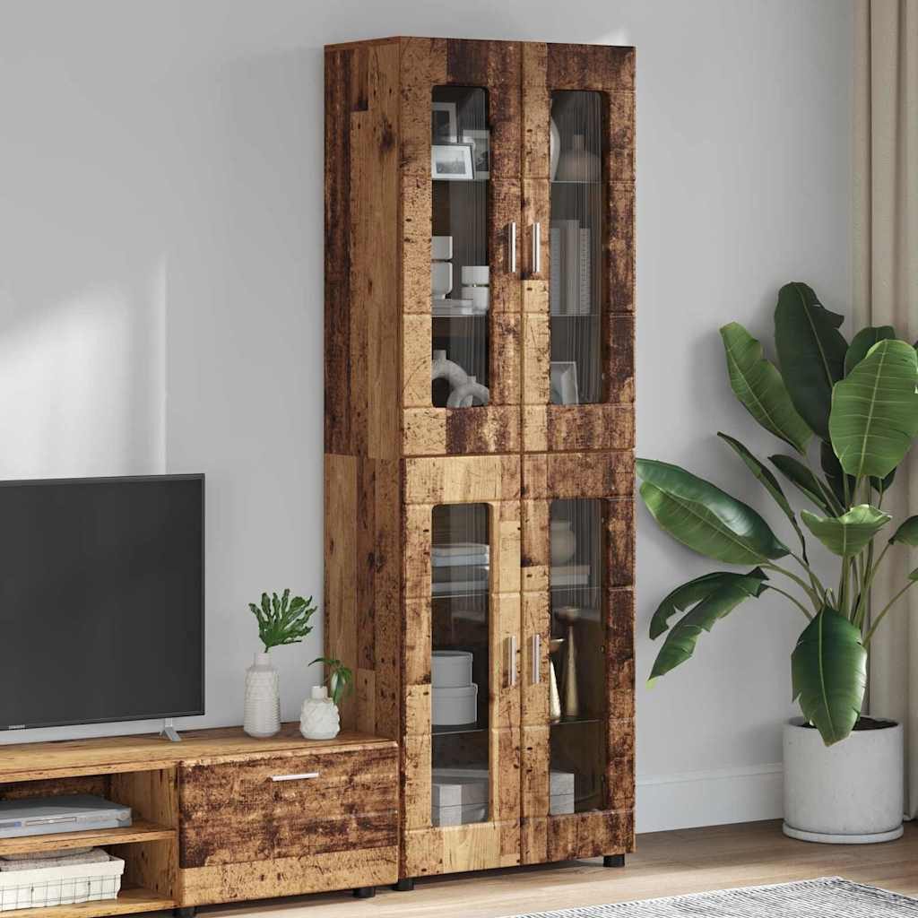 furnicato Wohnzimmer-Set Highboard 60 x 35 x 182 cm Altholz