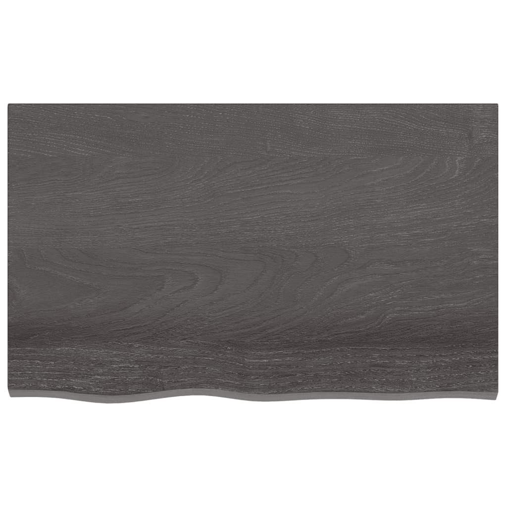 Eiche Massivholz Tischplatte furnicato 80x50x(2-6)cm Behandelt Dunkelgrau