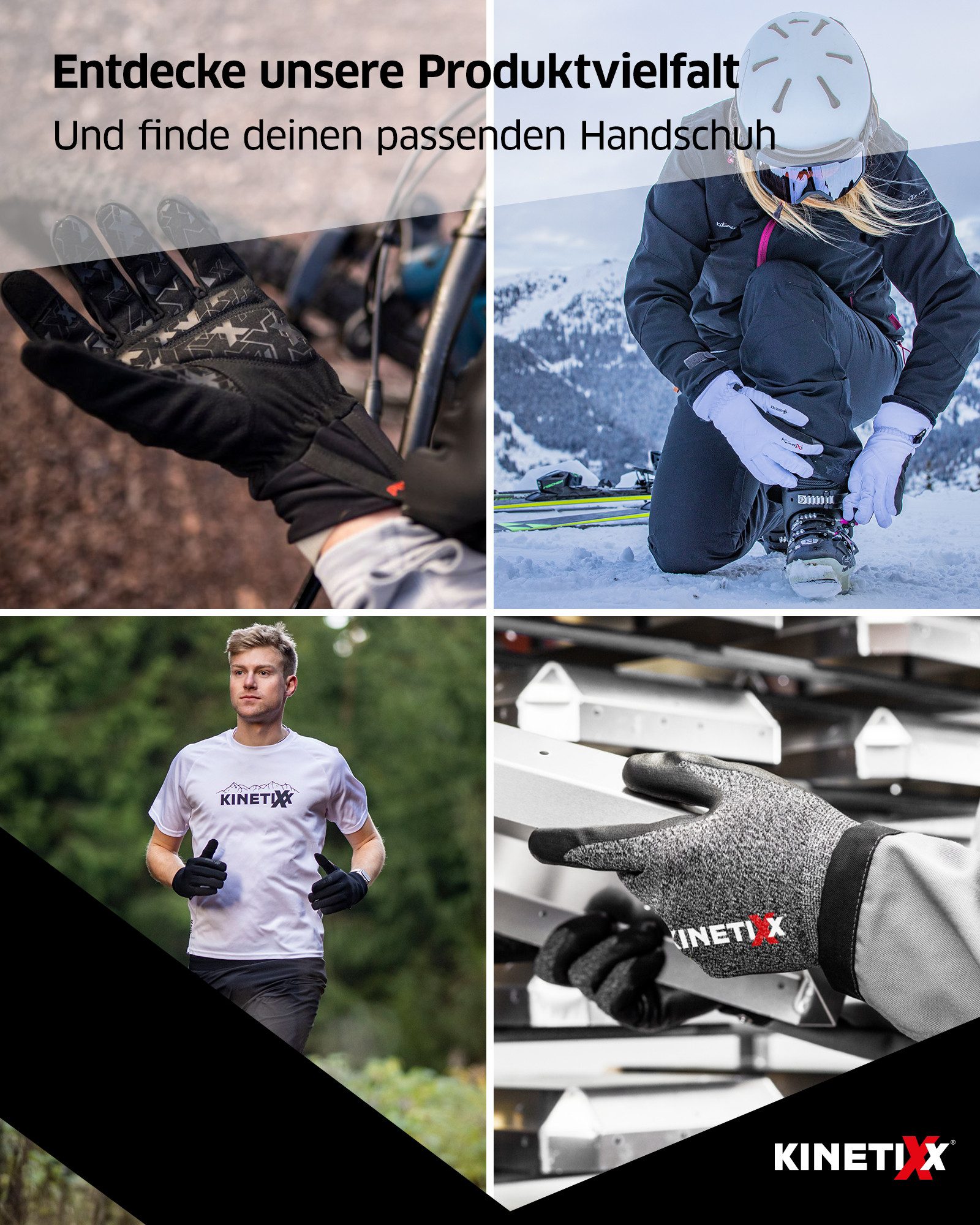 Kinetixx Winter-Arbeitshandschuhe Extra warmer Winterhandschuh Merusa, KinetiXx (in weiß mit Muster) Wasserabweisend, Atmungsaktiv, Kälteschutz, Winddicht, Touchscreen