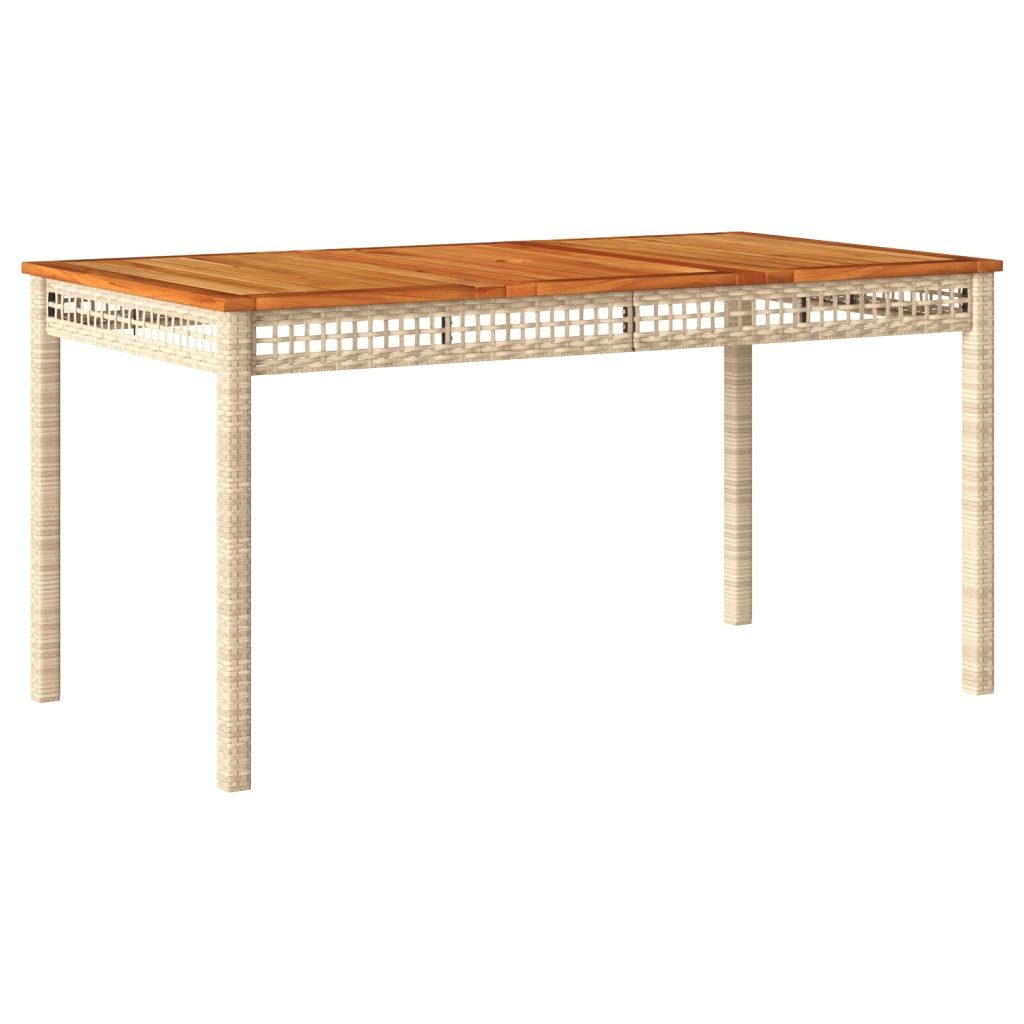 vidaXL Gartentisch 140 x 80 x 75 cm Gartentisch Beige 140x80x75 cm Polyrattan Akazienholz