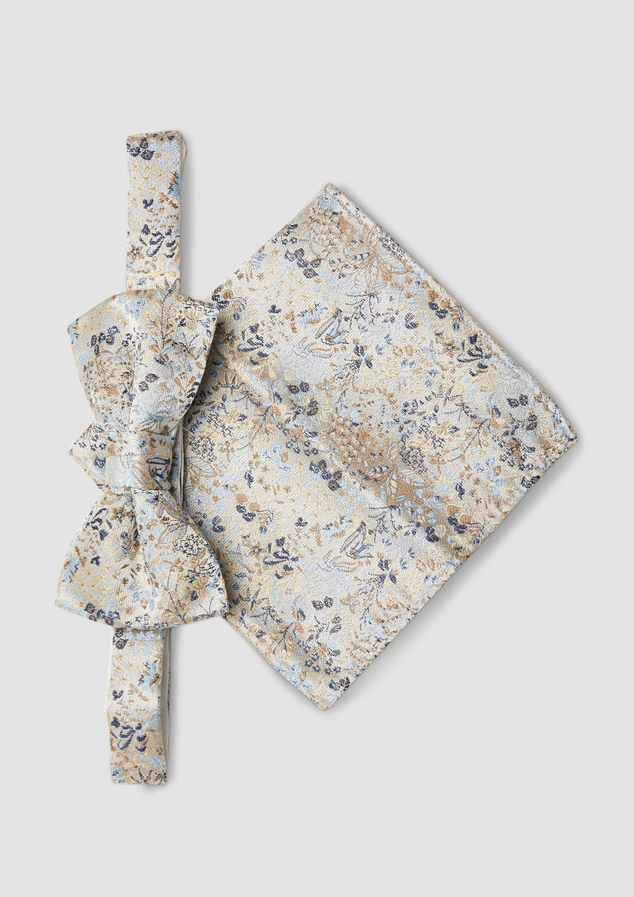 s.Oliver Fliege Krawatte Set aus Fliege und Einstecktuch aus Seidenmix