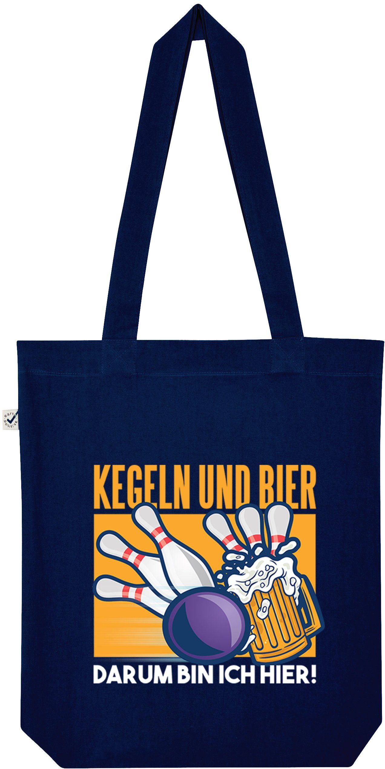 Tragetasche "Kegeln Und Bier, Darum Bin Ich Hier" Jutebeutel Tasche Lange Henkel
