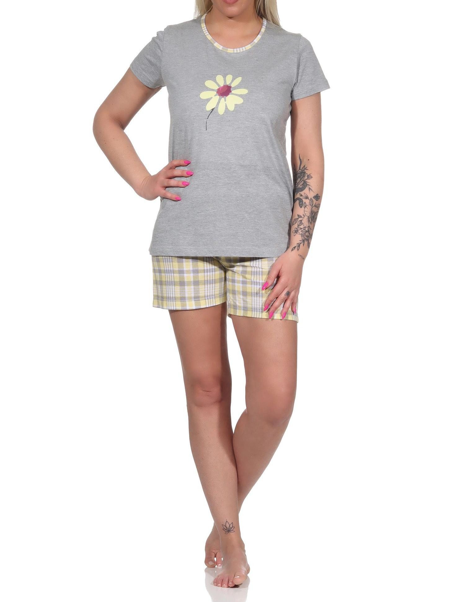 Pyjama Sommerlicher Damen Pyjama, kurzarm Shorty mit Font-Print - 112 10 733