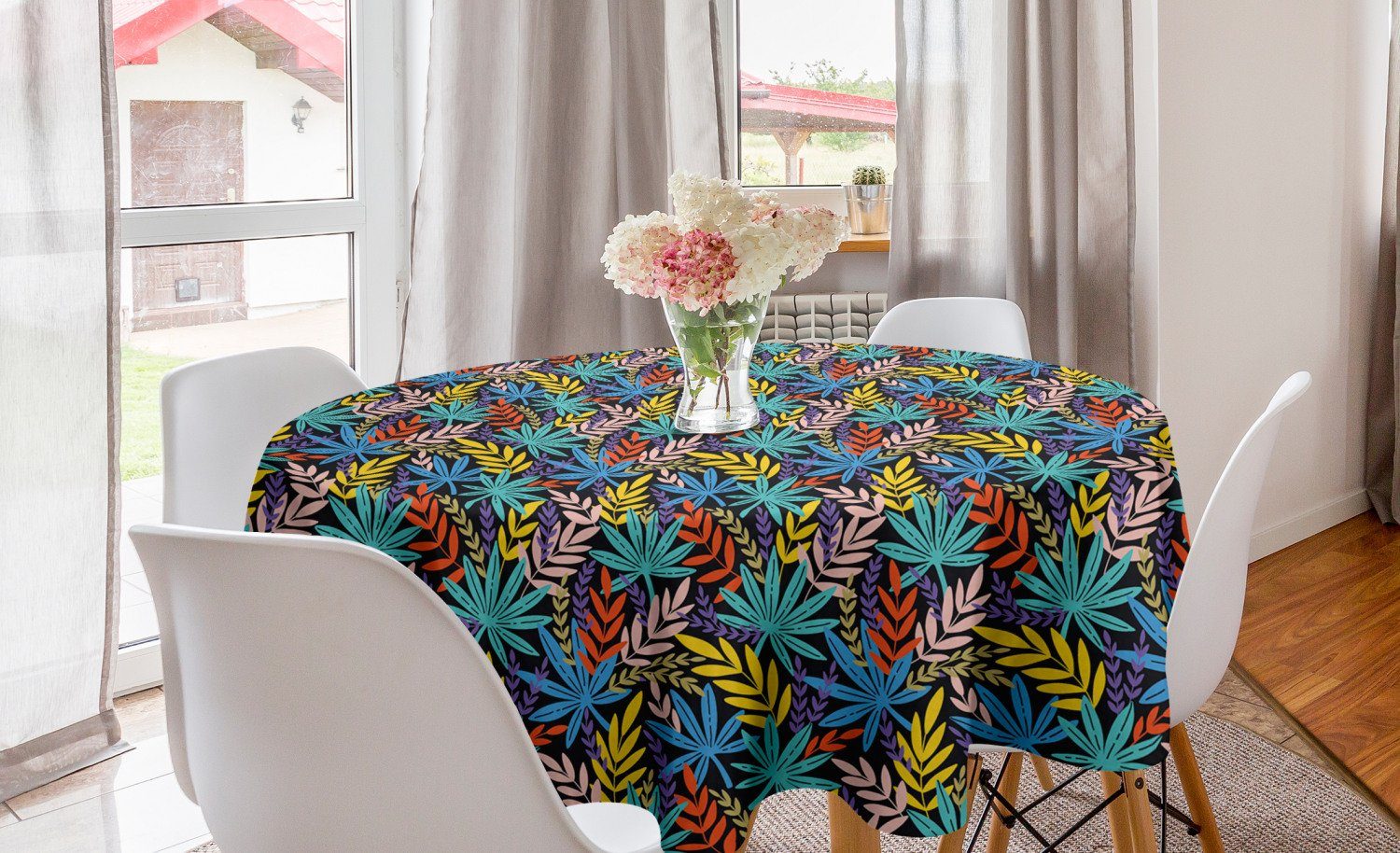 Tischdecke Tischdecke Dekoration, für Creative-Spread-Layout-Art Küche Kreis Abdeckung Abakuhaus Esszimmer Blätter