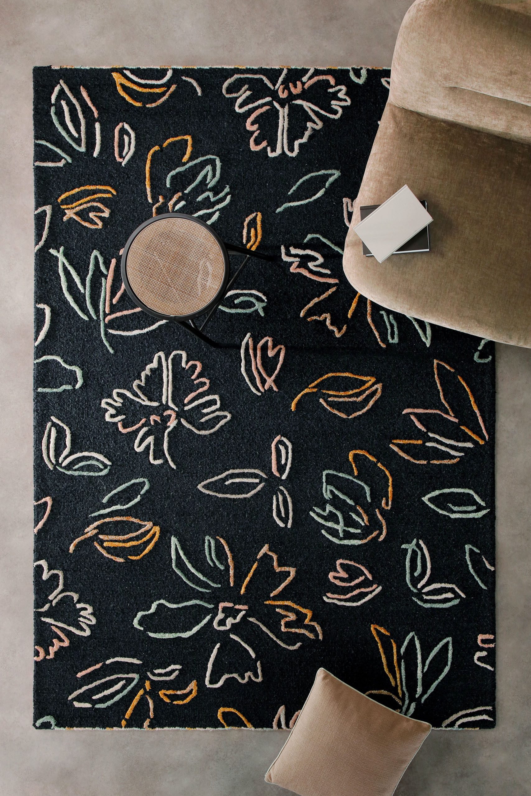 Wecon home Teppich Vee, rechteckig, Höhe: 10 mm, Wollteppich, floral, hochwertig, pflegeleicht, modern, handgetuftet