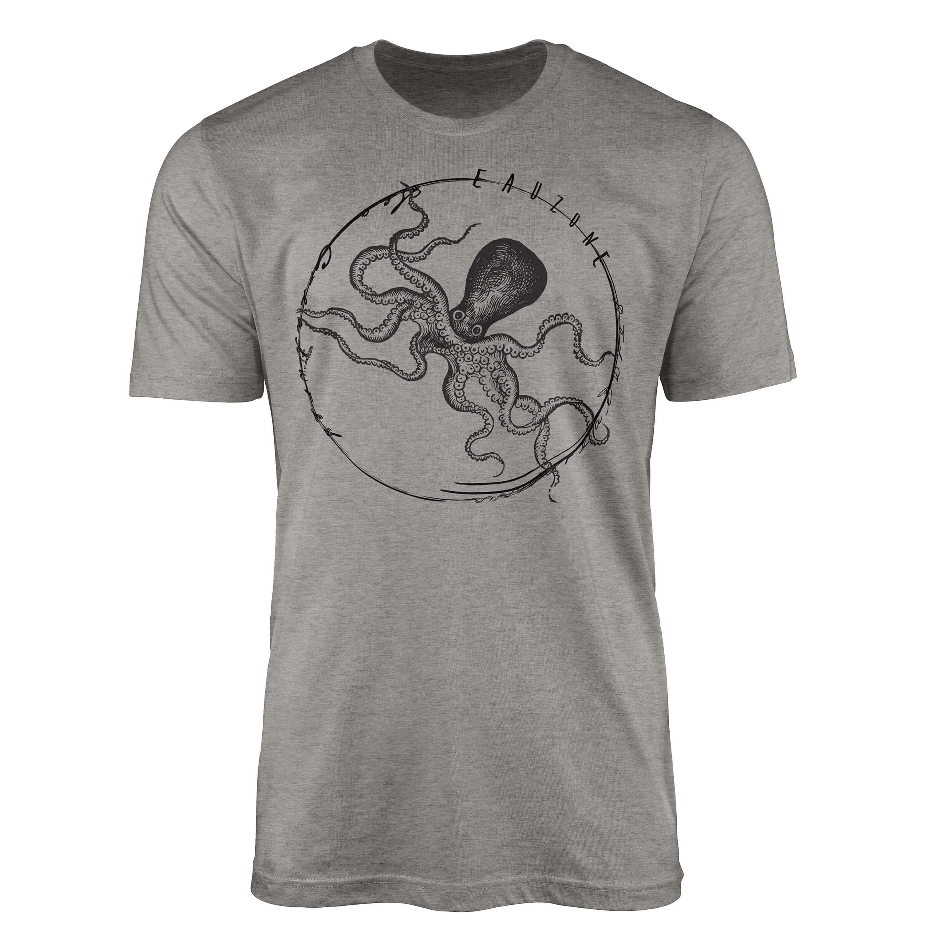 Sinus Art T-Shirt T-Shirt Tiefsee Fische - Serie: Sea Creatures, feine Struktur und sportlicher Schnitt / Sea 084 Ash