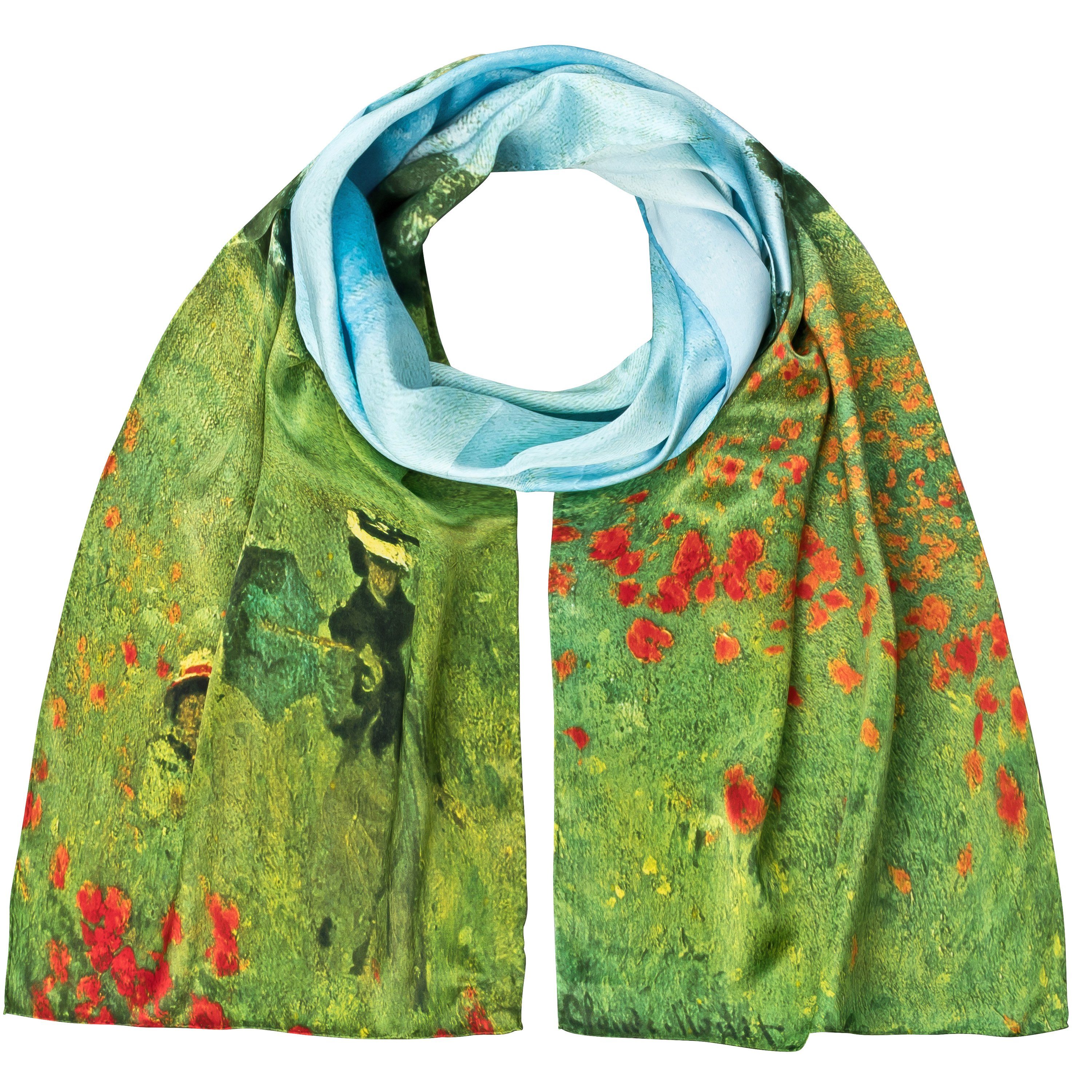 Seidenschal Schal Claude Monet Mohnblumenfeld Kunst Maße 172 x 42 cm