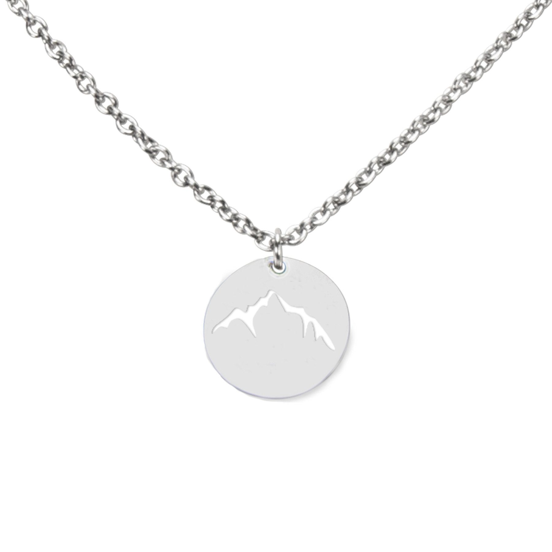 DAHEIM Kette mit Anhänger Halskette Berge (silber-farben), - filigrane Mountain und Gipfel Kette für Damen und Frauen, Heimat-Sch