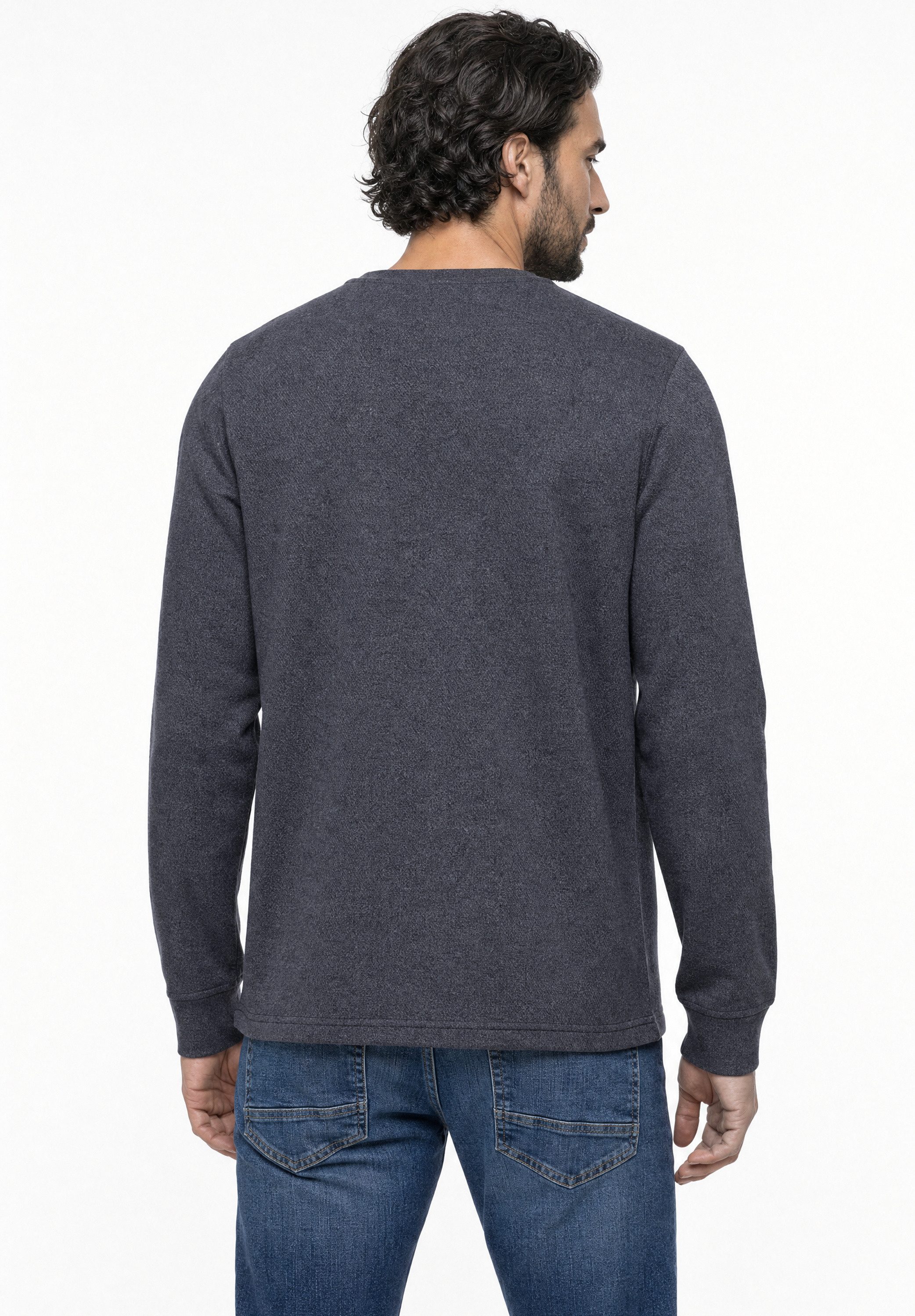 STREET ONE MEN Langarmshirt im Melange Look – Bild 2 von 5
