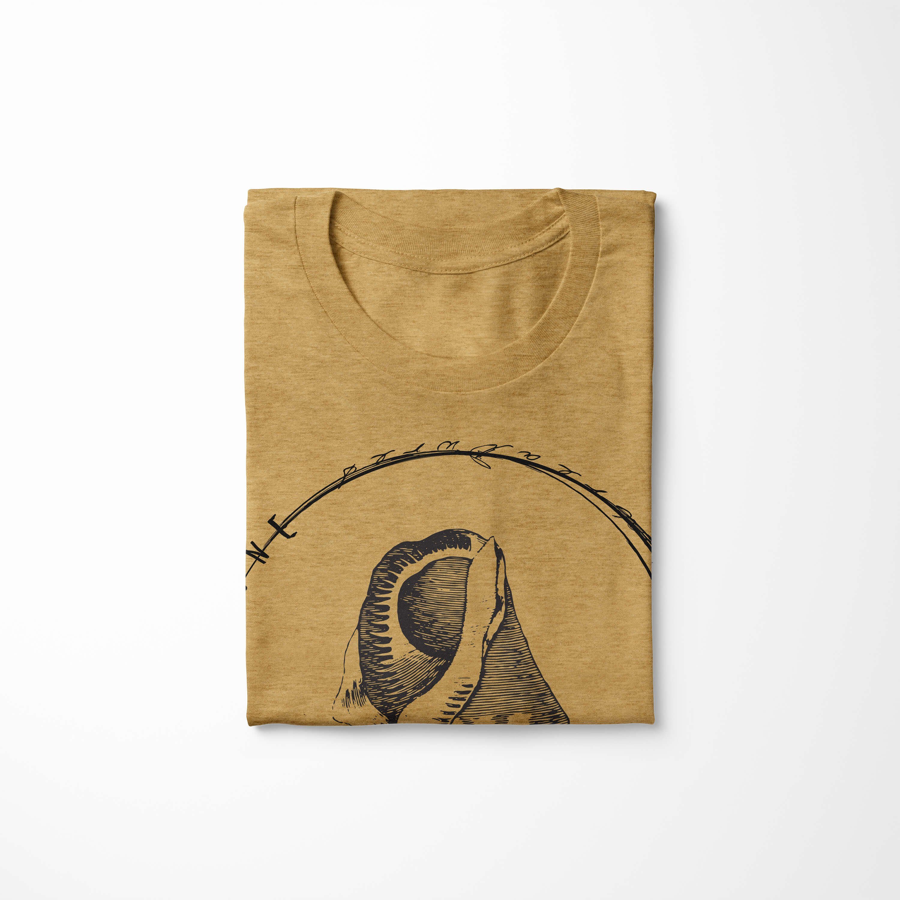- Fische 028 T-Shirt Struktur Sea Art / feine Creatures, Serie: Gold Sea Antique und Tiefsee sportlicher Schnitt T-Shirt Sinus