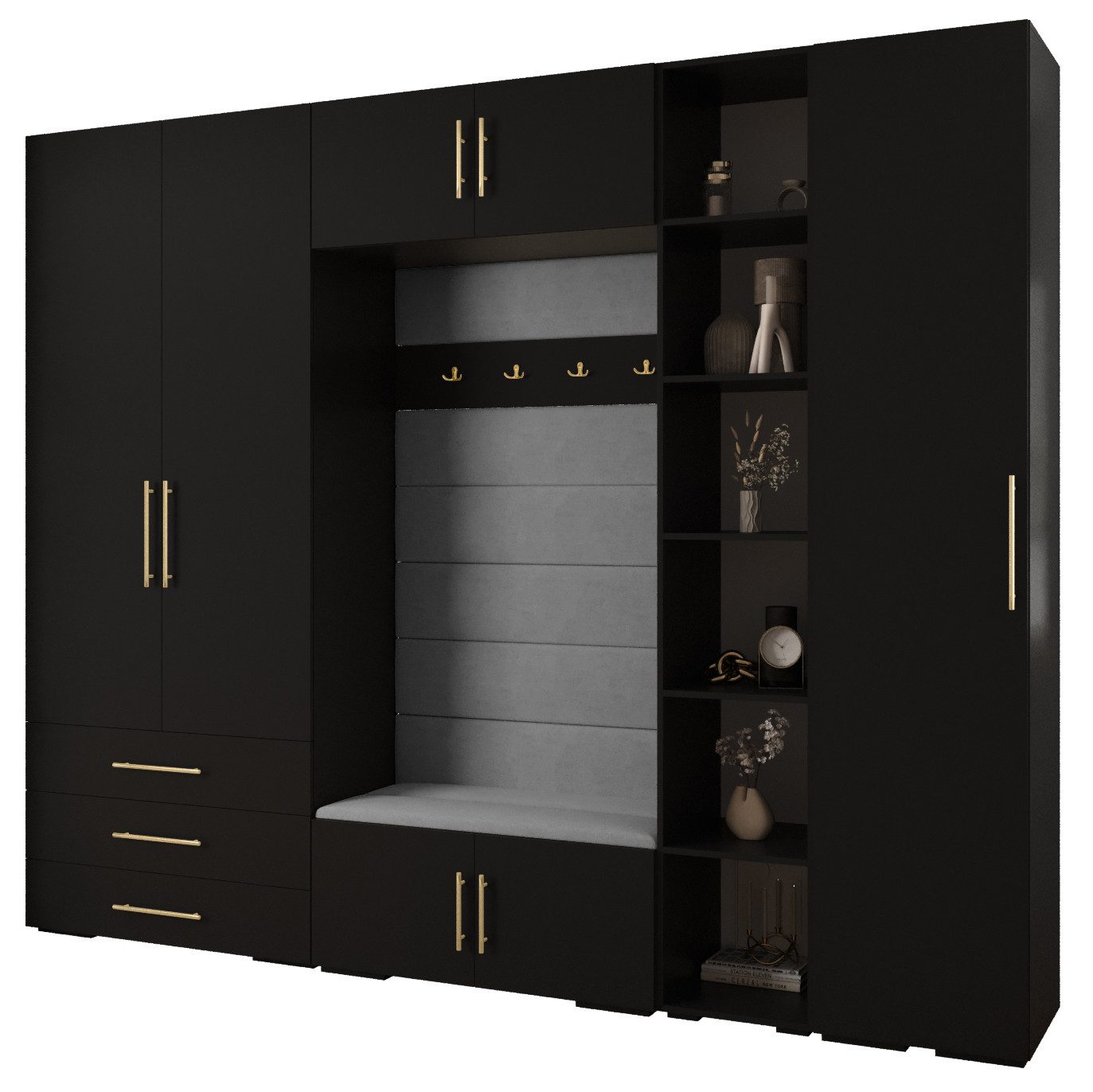 ABIKS MÖBEL Kompaktgarderobe INOVA 3 SATZ 11 Möbelset, Garderobe mit Kleiderstange und Regalen