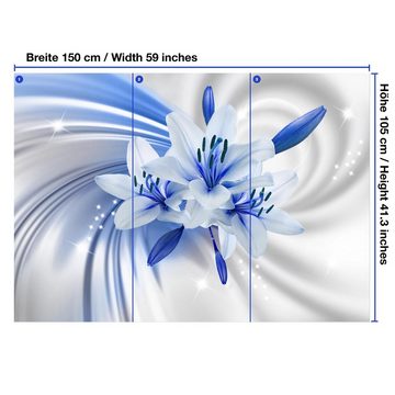 wandmotiv24 Fototapete Blau Lilien Blüten, glatt, Wandtapete, Motivtapete, matt, Vliestapete