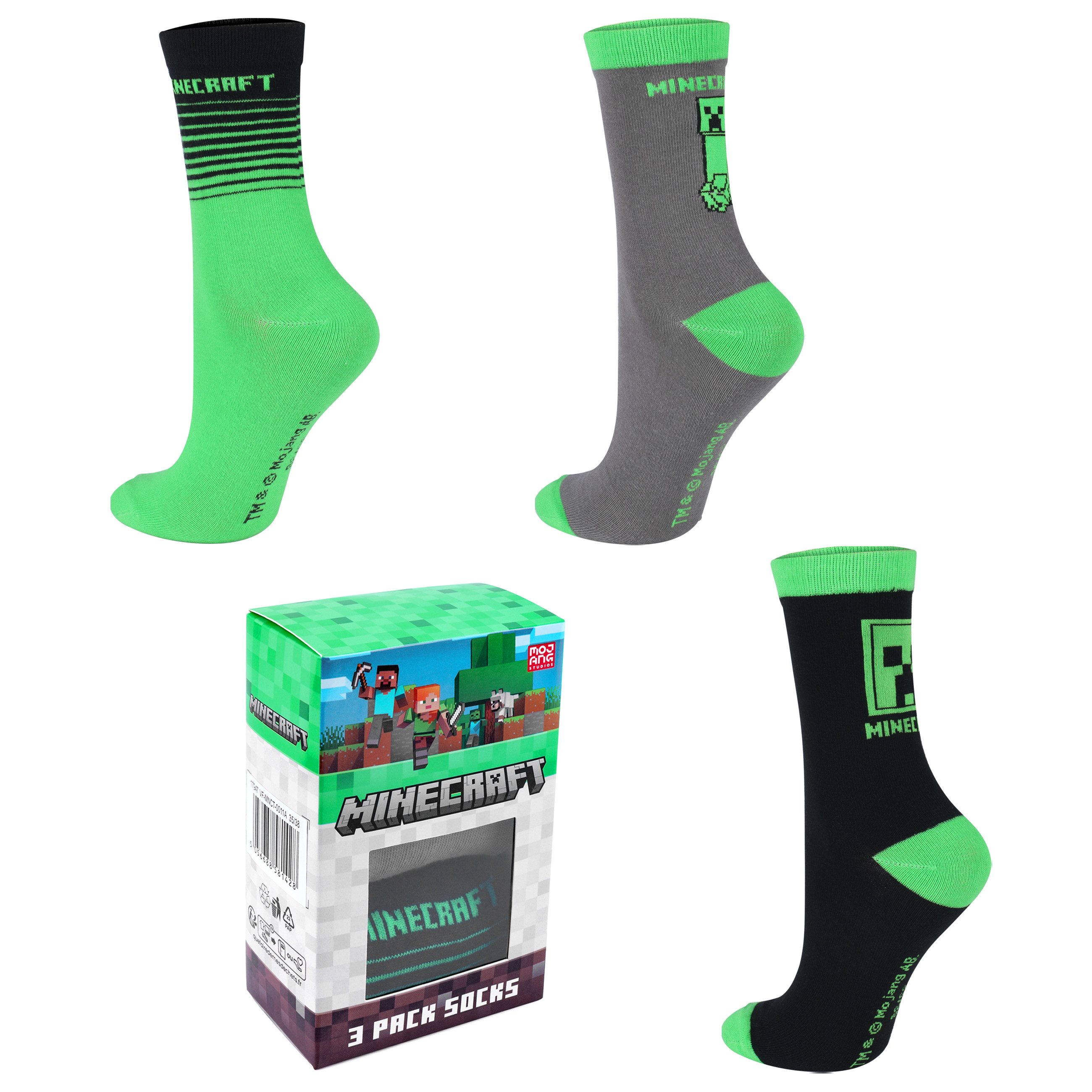 Minecraft Носки Minecraft 5er oder 3er Jungen Носки Strümpfe in Geschenkverpackung (3-Paar)