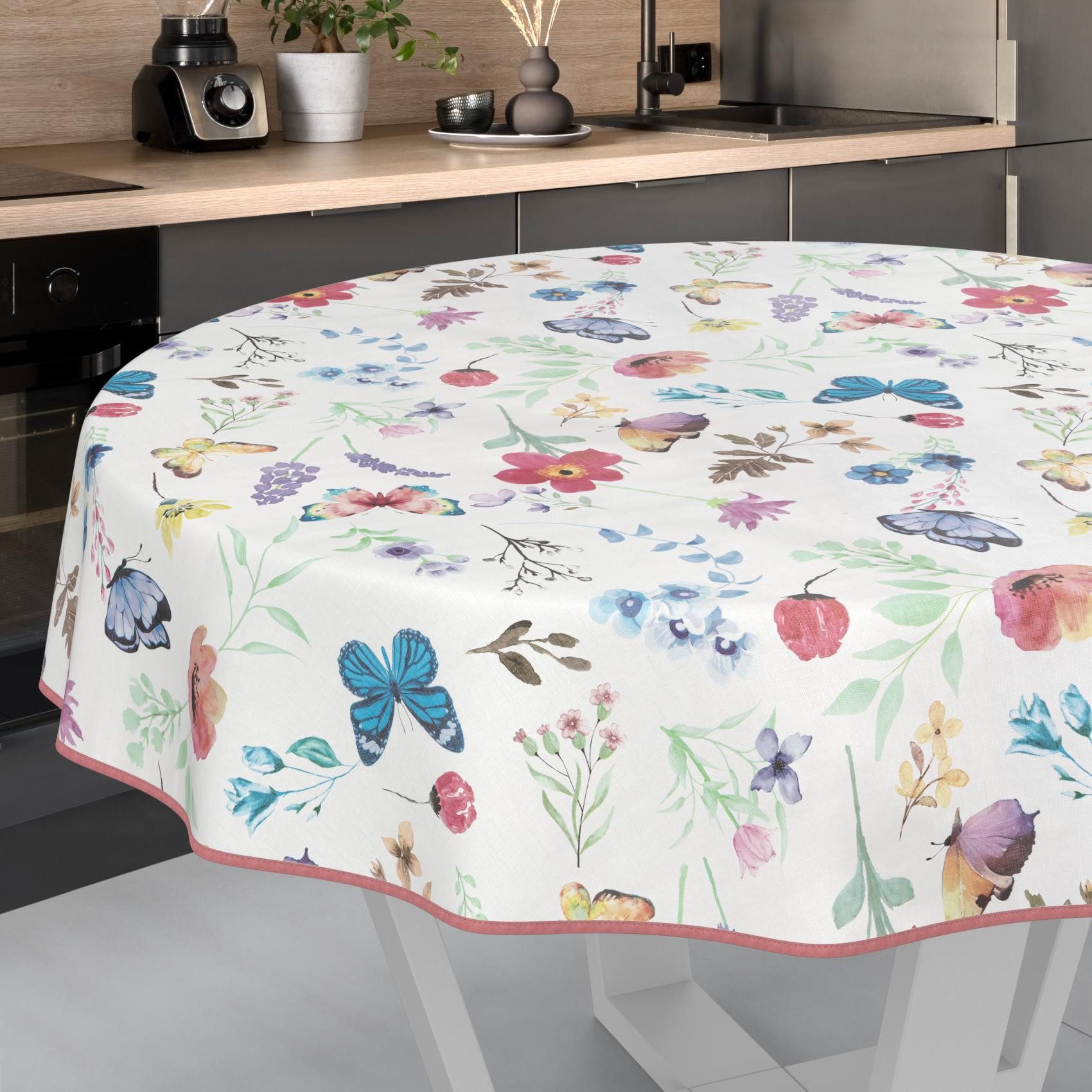 ANRO Tischdecke Schmetterlinge abwaschbar Wachstuch pflegeleicht wasserabweisend (Einzelstück 1-tlg), Schmutzabweisend Romantik Bunt 90x130cm Gartentischdecke – Bild 2 von 5