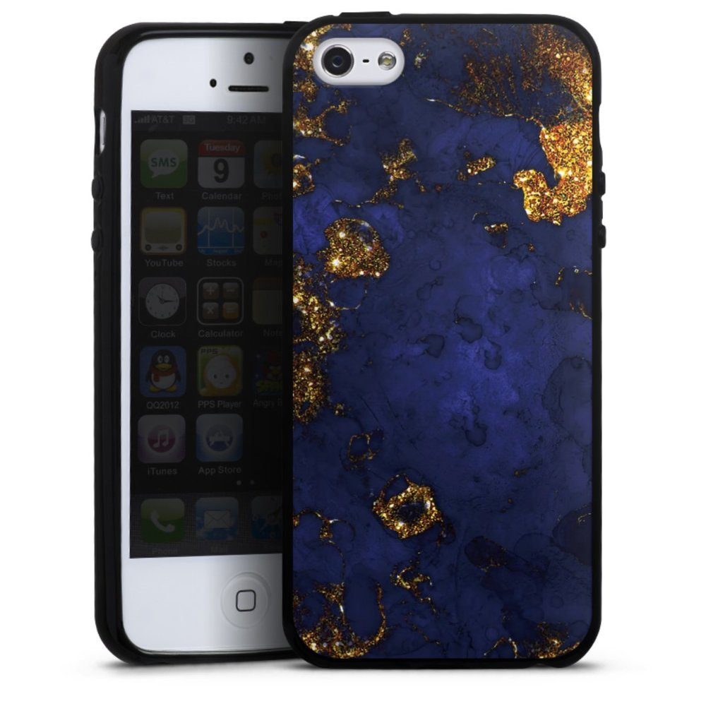 DeinDesign Handyhülle Marmor Gold Utart Blue and Golden Marble Look, Apple iPhone 5 Silikon Hülle Bumper Case Handy Schutzhülle