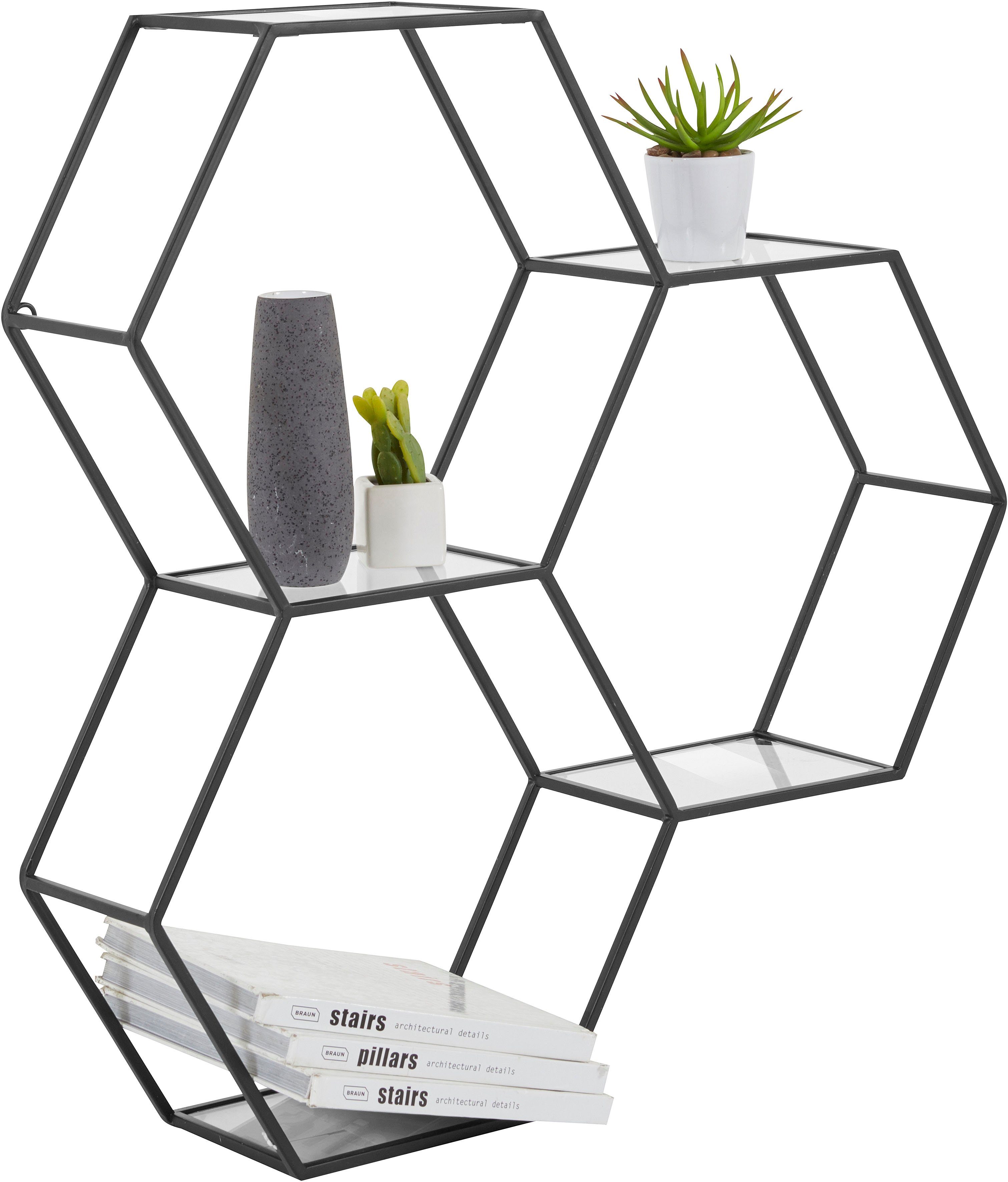 OTTO home Deko-Wandregal Lenia, 3 Ablageflächen aus Glas in einer besonderen Form kombiniert, für elegantes und modernes Wohnen, aus Metall, in 3 Farben – Bild 3 von 5
