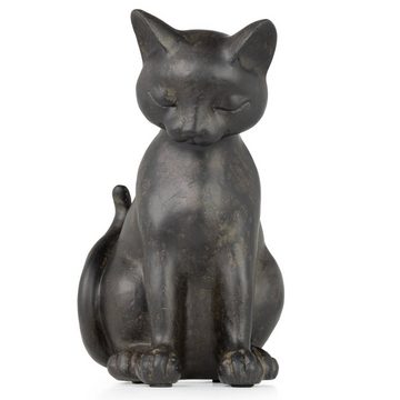 Moritz Dekofigur Figur Sitzende Schwarze Müde Katze 20 cm, Höhe Kater Kantenhocker Dekofigur Katzen