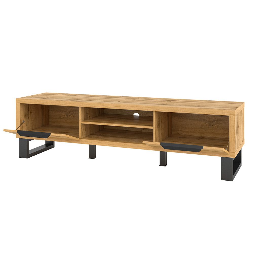 Lomadox Lowboard HENDERSON-83, Wohnzimmer TV Lowboard in Wotan Eiche Nb., B/H/T ca. 180/50/50 cm