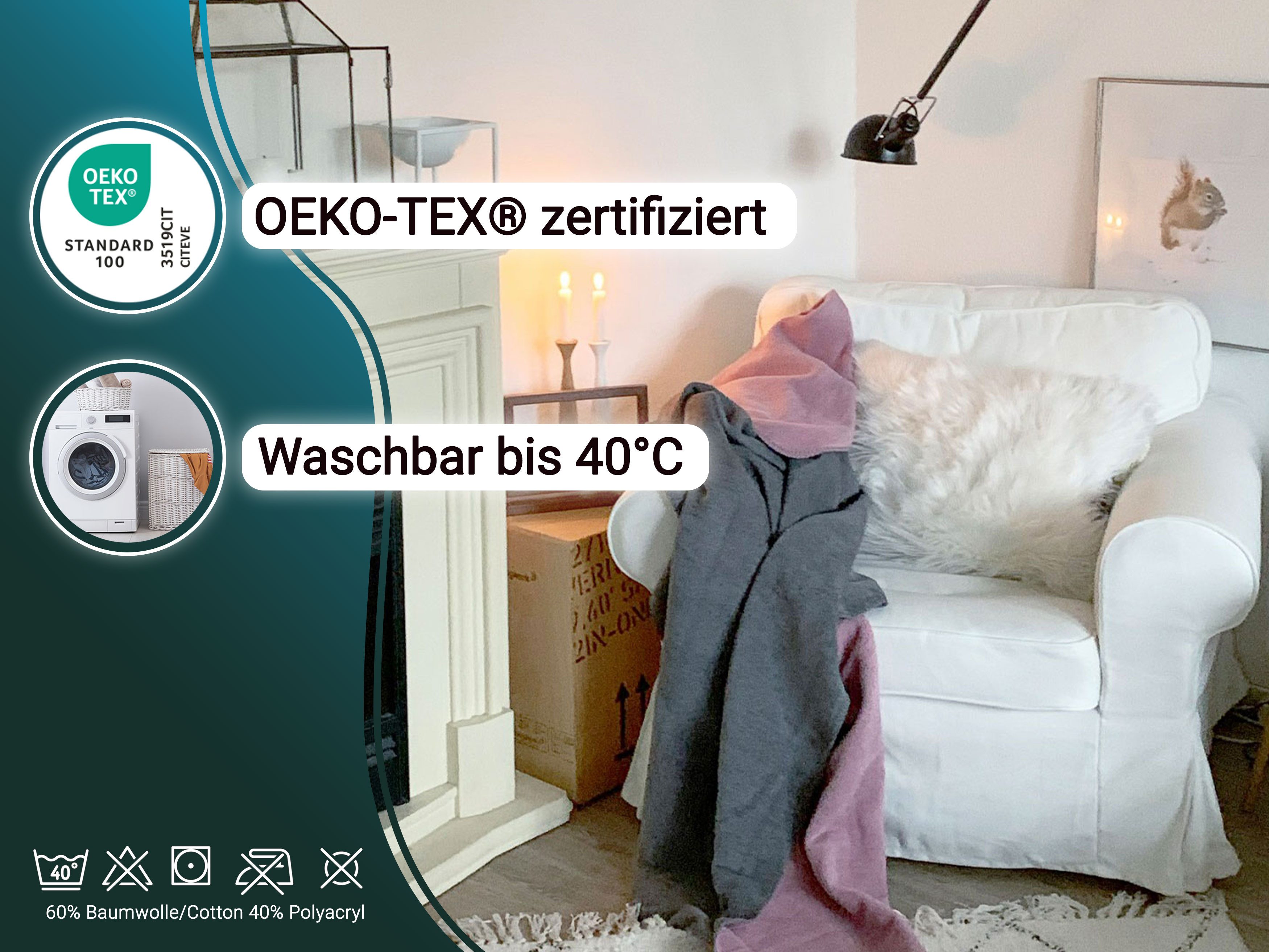 Wohndecke, ZOLLNER, Wendeoptik, 150 x 200 günstig online kaufen