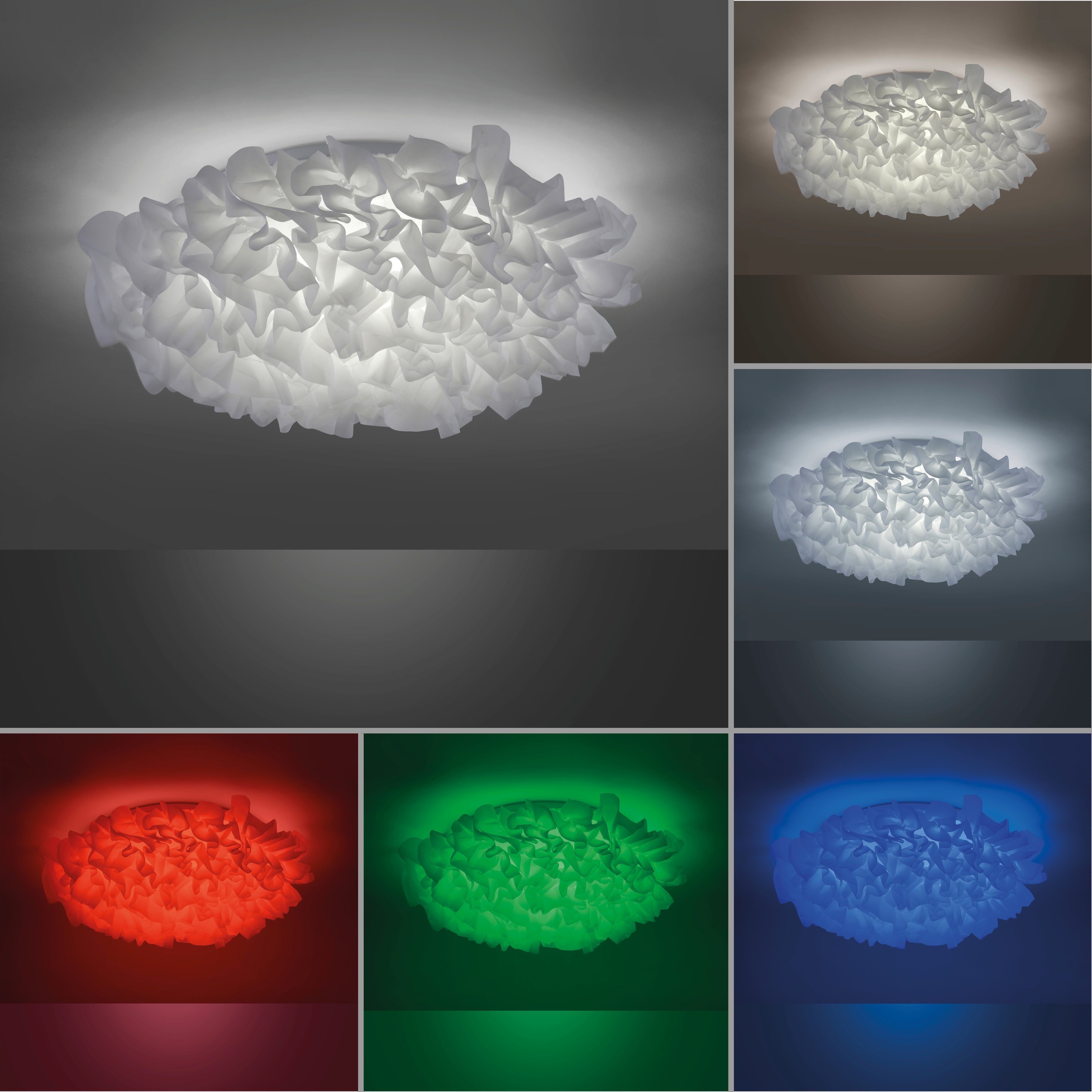 Leuchten Direkt LED Deckenleuchte Ls-NAOMI, Mit über integriert, kaltweiß, Home, inkl., Netz, Trennung Infrarot Fernbedienung, - Fernbedienung, LED-Beleuchtung nach dimmbar LED warmweiß vom Memory, fest Smart