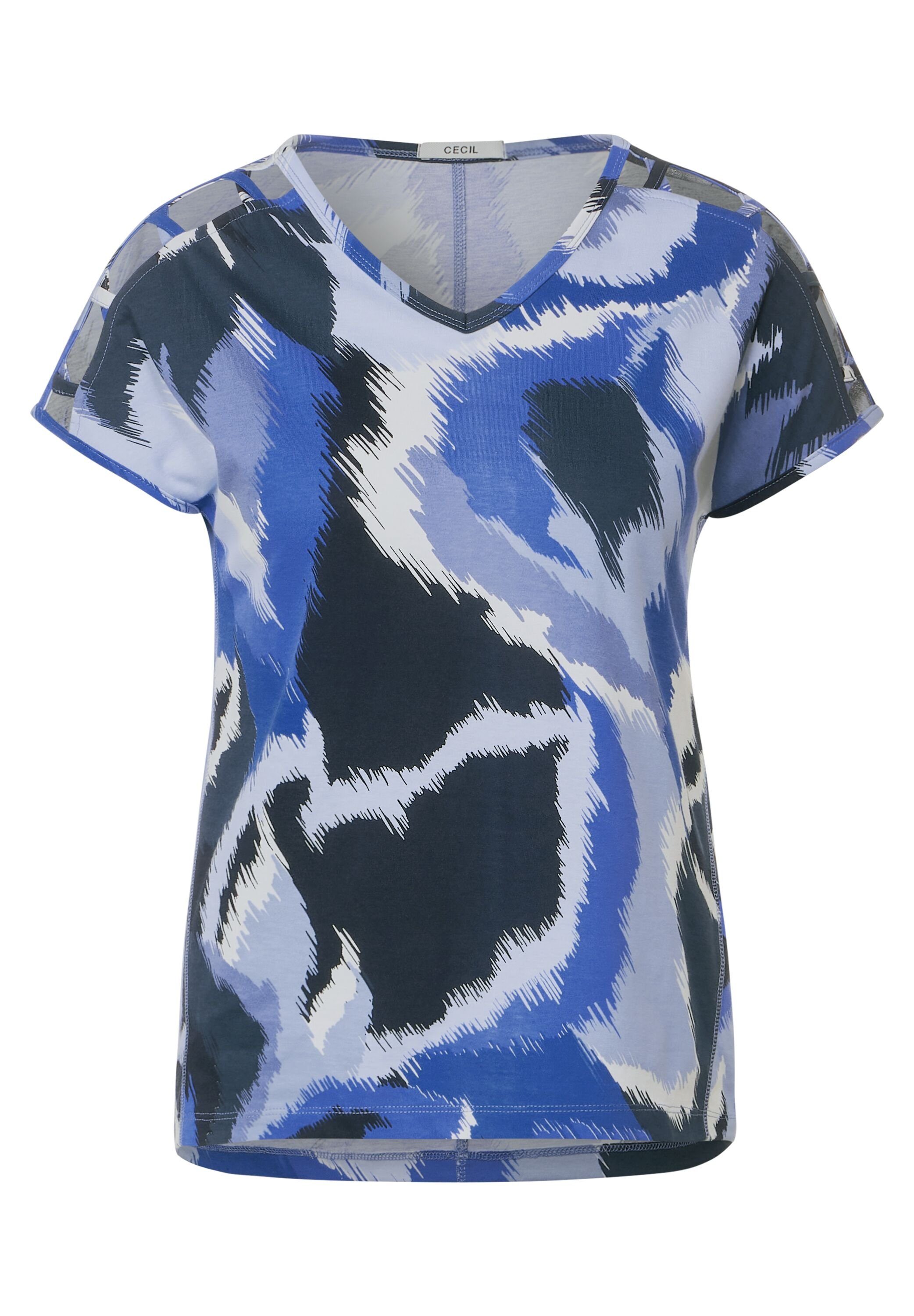 blue V-Ausschnitt Cecil T-Shirt mit sea