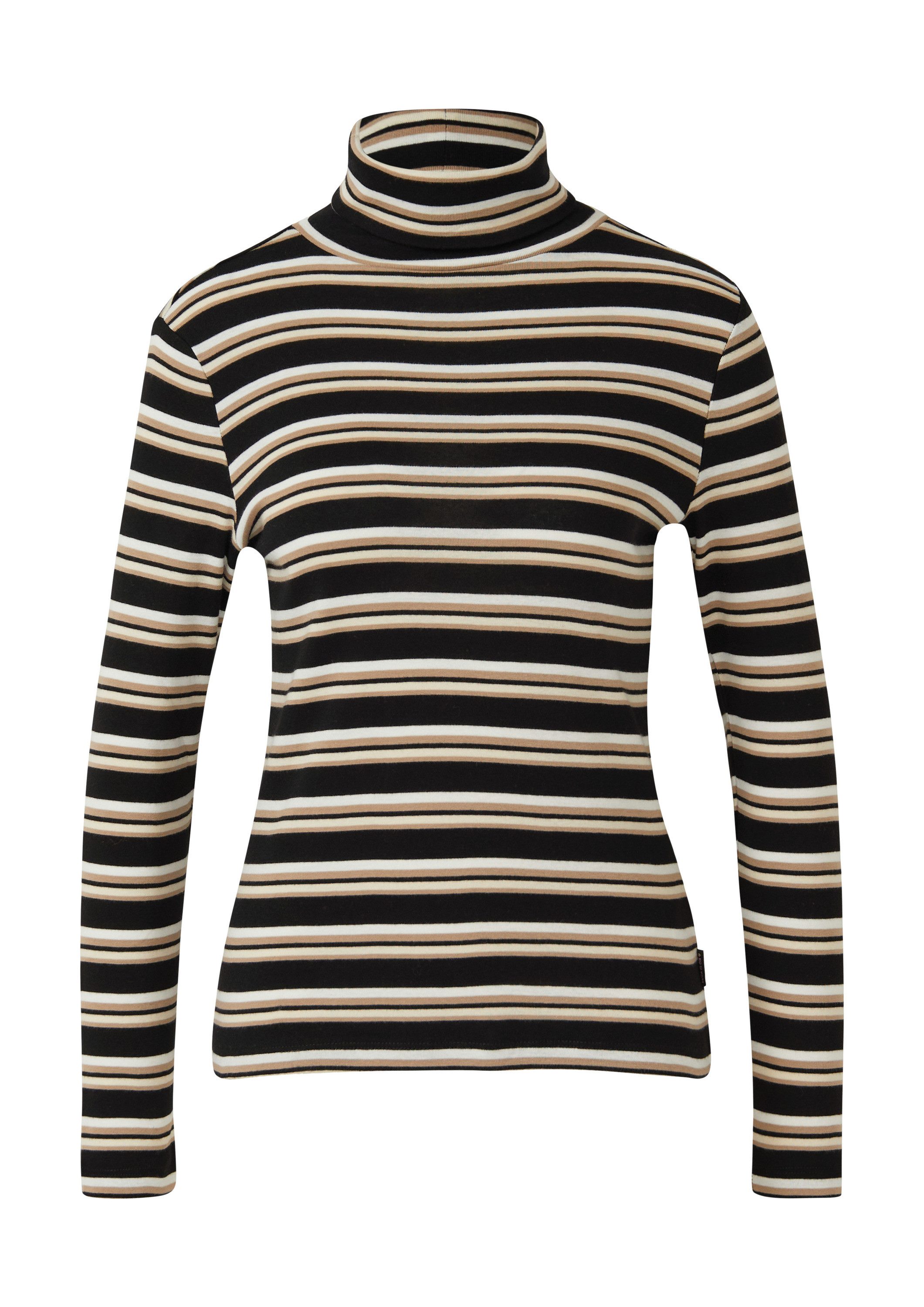 s.Oliver Langarmshirt T-Shirt Longsleeve mit Rollkragen und Ringelmuster