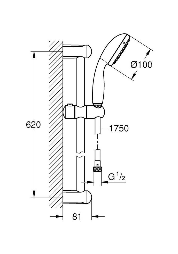 Grohe Duschsystem Tempesta 100, Höhe 70 cm