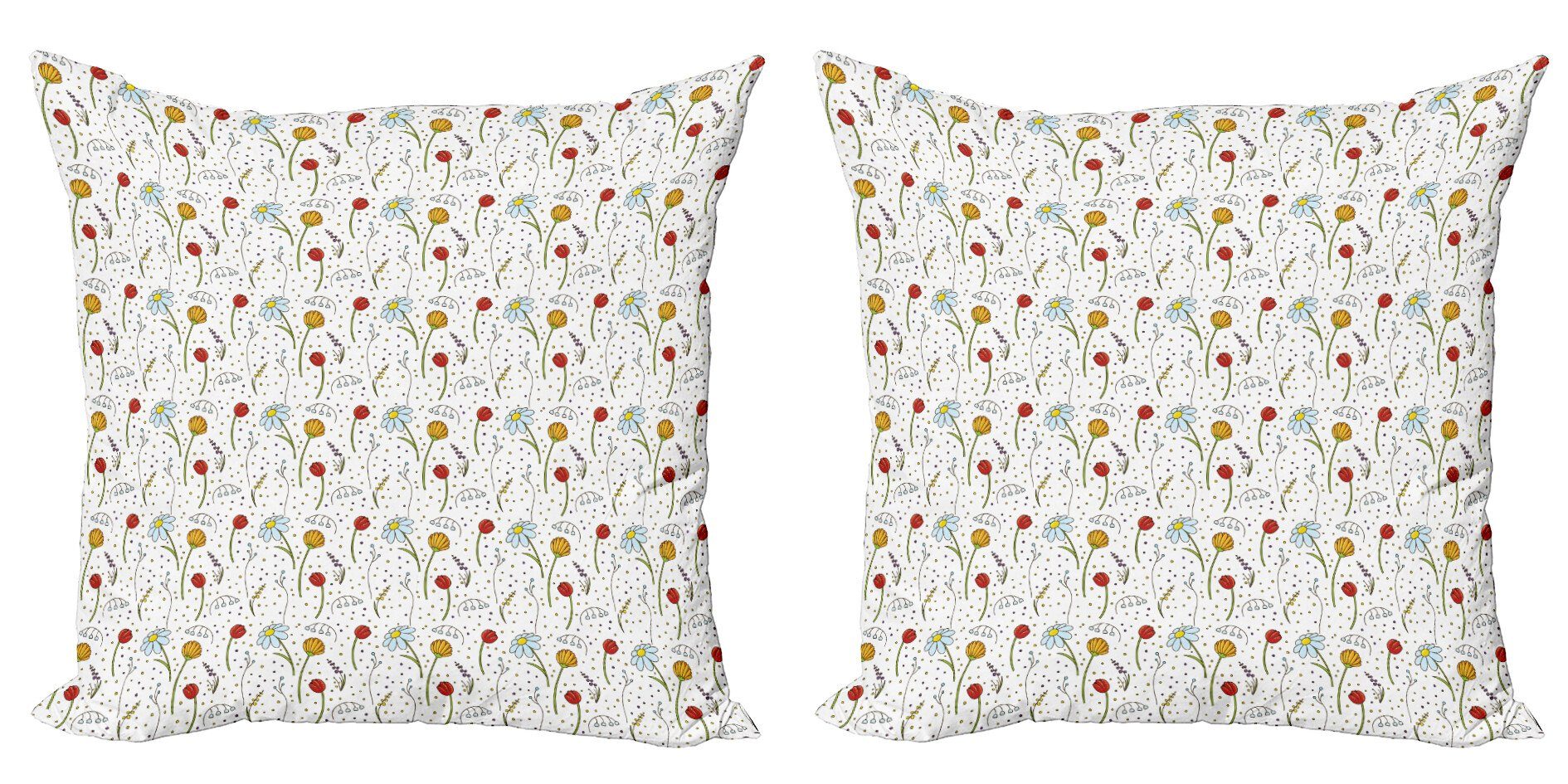 Kissenbezüge Modern Accent Doppelseitiger Digitaldruck, Abakuhaus (2 Stück), Gänseblümchen Frühling Garten Theme