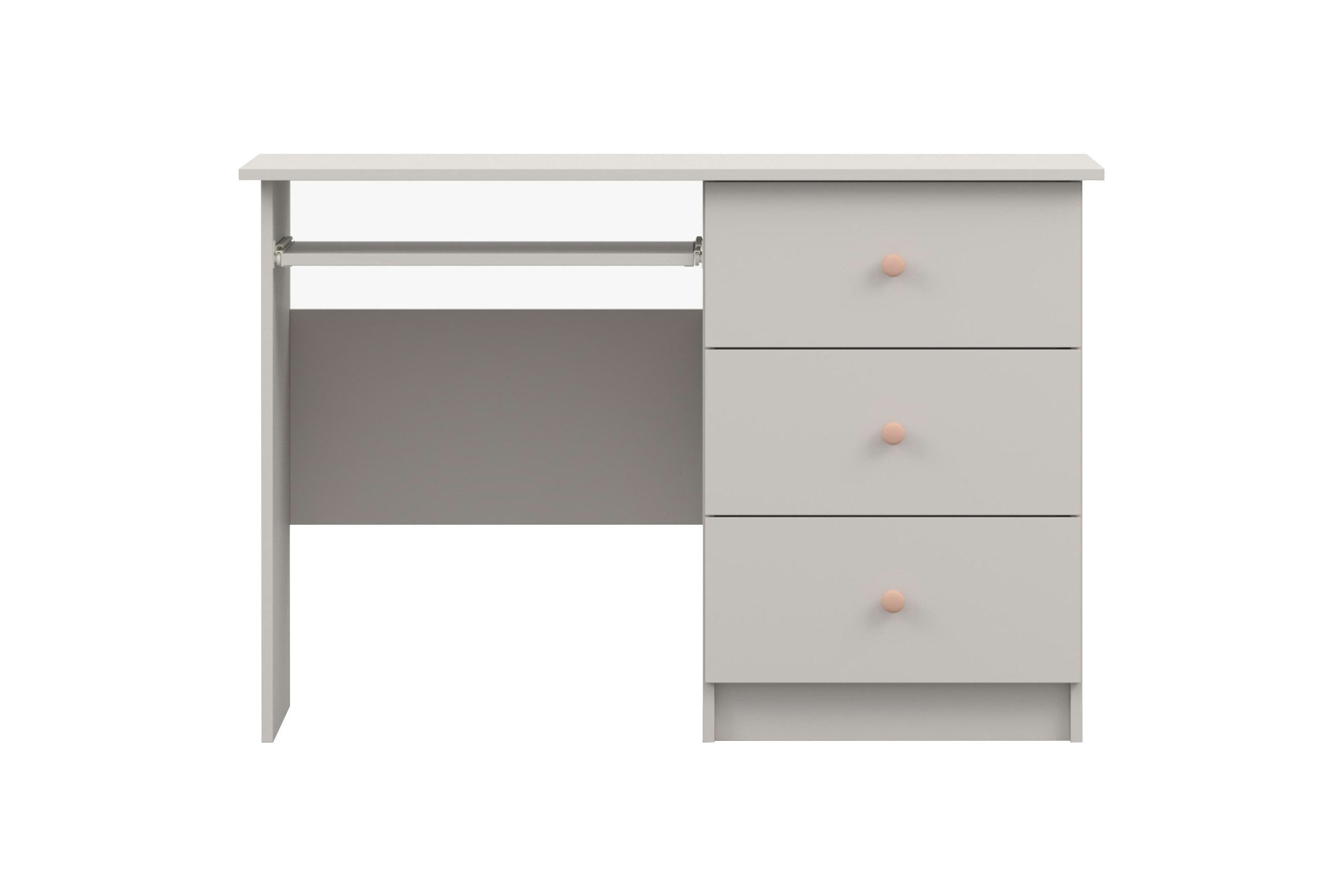 Deine Möbel 24 Kinderschreibtisch OSCAR Schreibtisch 115 cm breit mit Schubladen Stauraum (Set, 3-St., ganz in Weiß / Cashmere, Griffe: Rosa / Anthrazit OSCAR-Kollektion), Kinderzimmer Jugendzimmer Jungenzimmer Mädchenzimmer