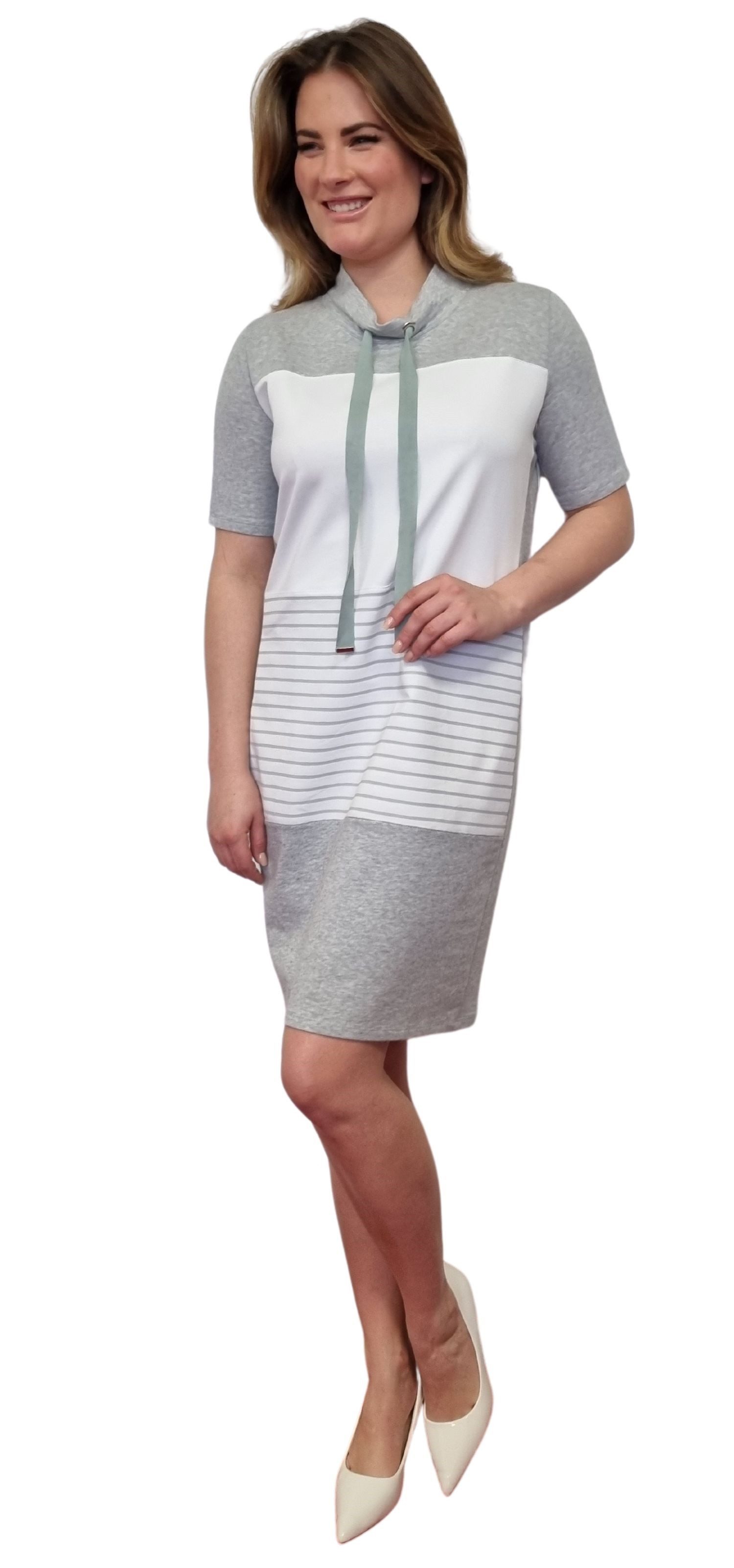 Shirtkleid sportliches Kleid mit Tunnelzug im Kragen