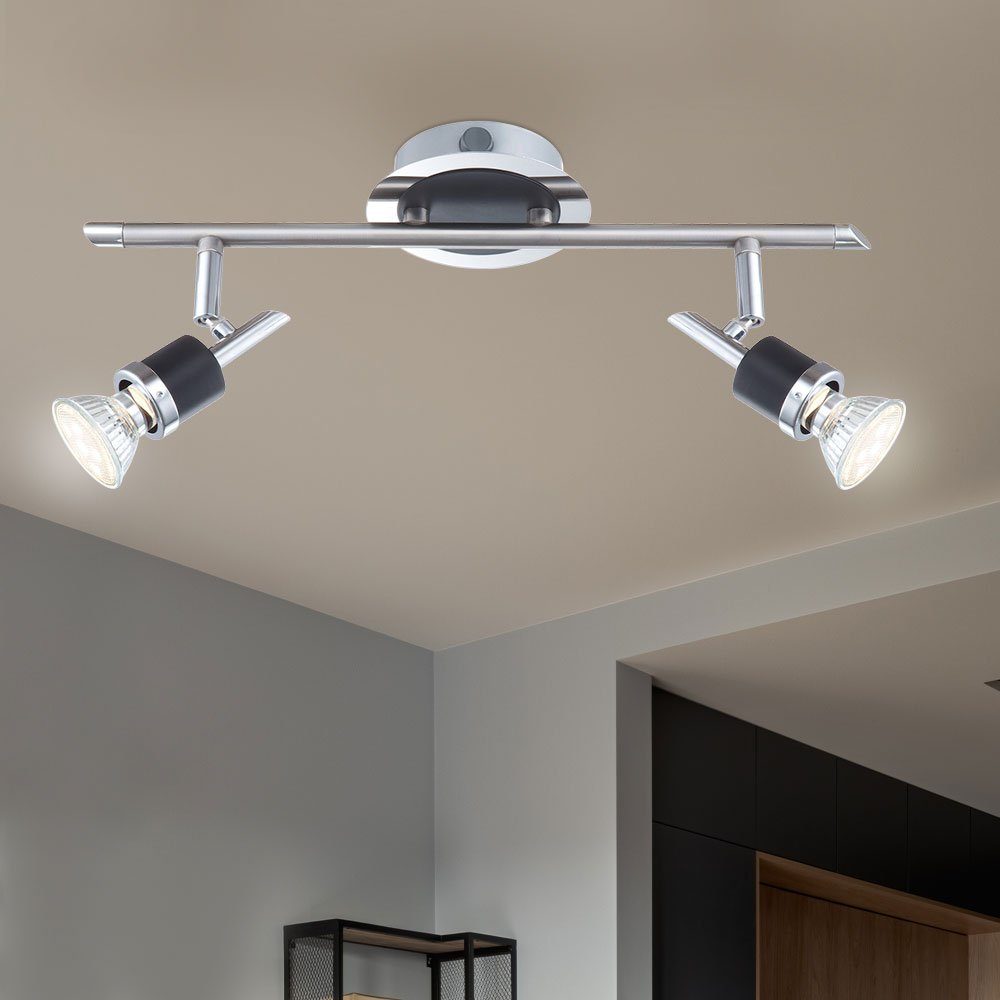 Lampe Spot Decken Strahler LED LED Wohn Leiste Zimmer Leuchtmittel Design Leuchte Chrom inklusive, Globo Deckenleuchte, Warmweiß,