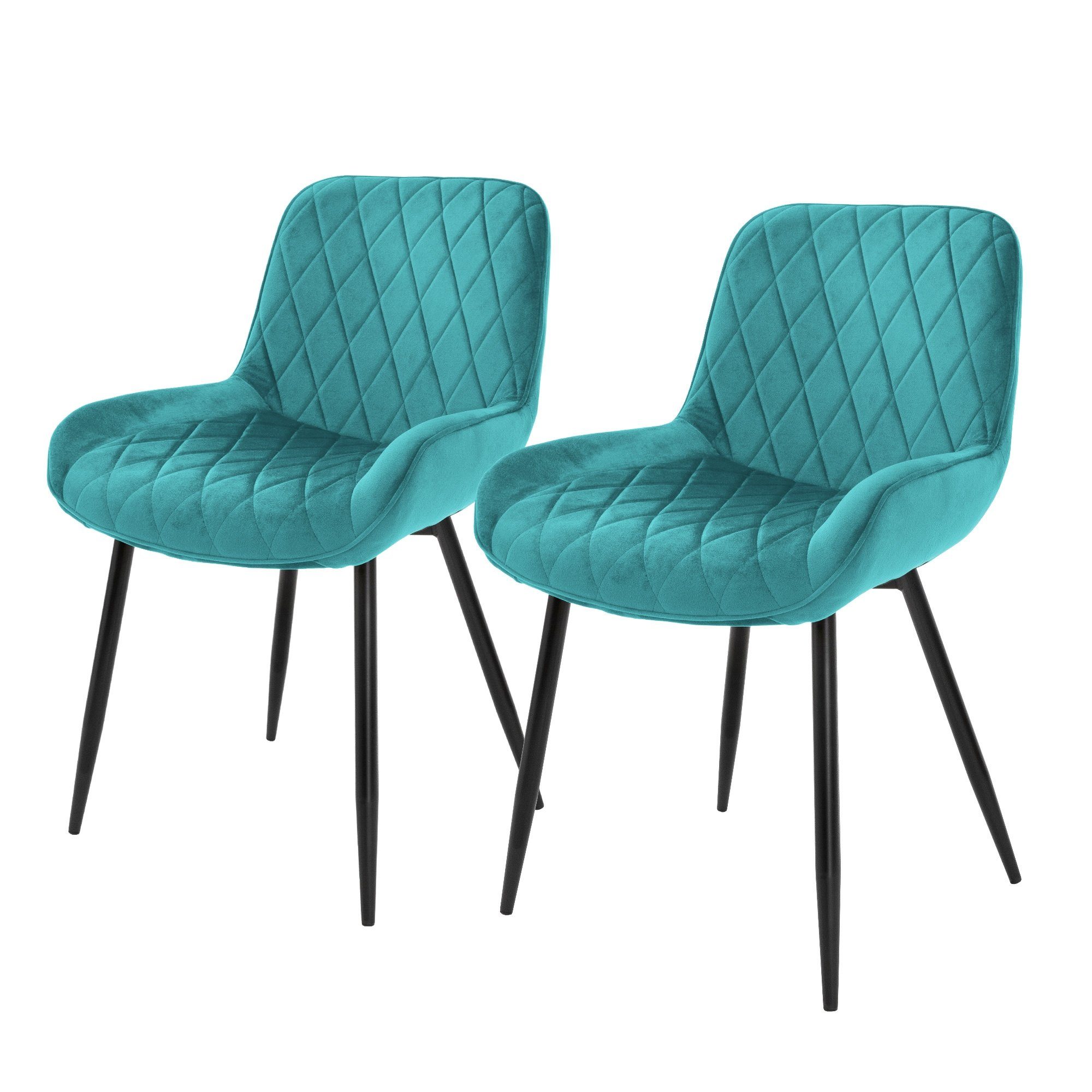 ML-DESIGN Stuhl Esszimmerstühle mit Rücken- & Armlehne 2er Set Türkis Samtbezug (2er Set)